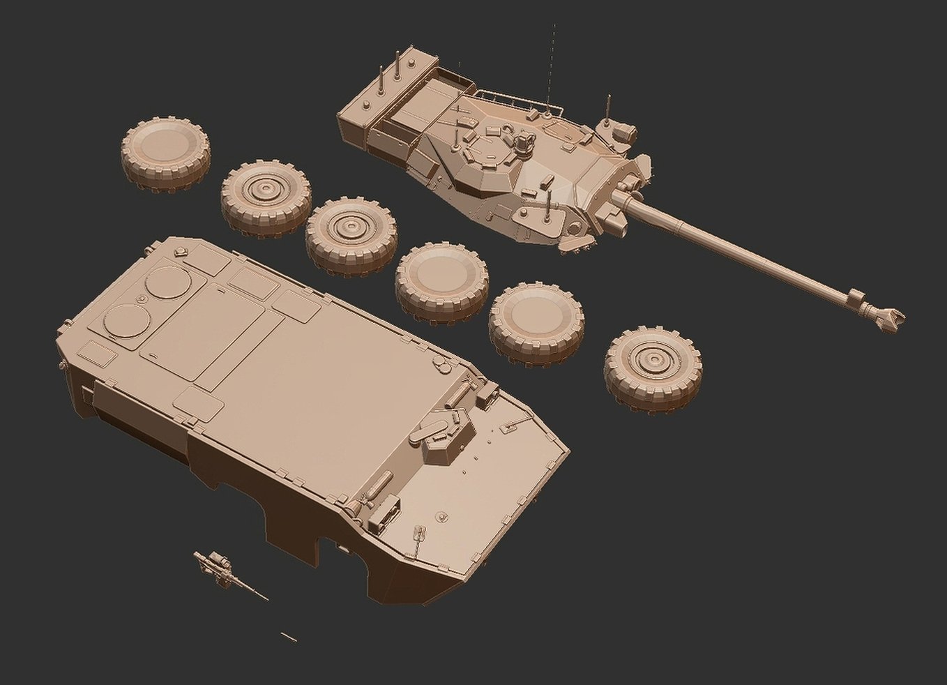 AMX-10 RCR Wheeled Tank Destroyer STL 3D Print Model