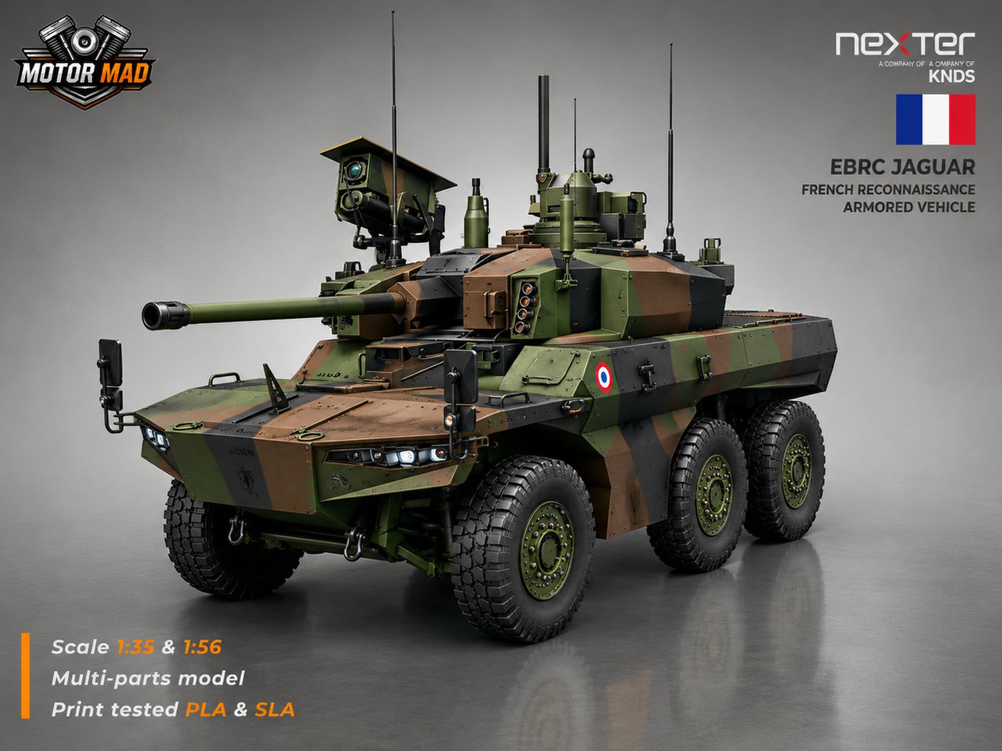 Nexter EBRC Jaguar Armored Vehicle STL 3D Print Model