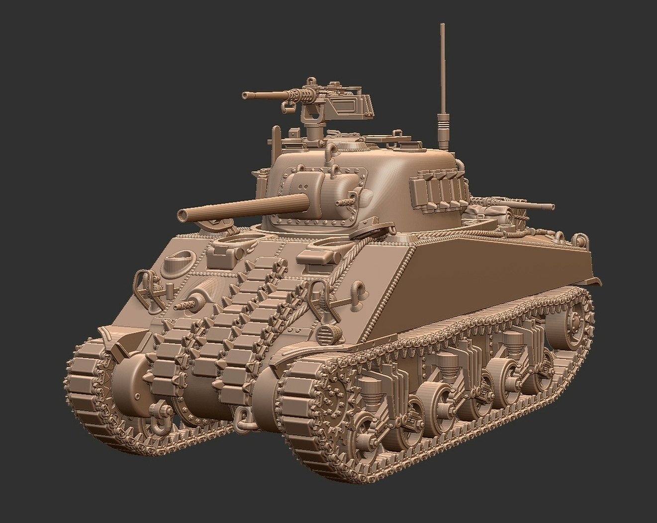 M4A2 Sherman 75mm STL 3D Print Model