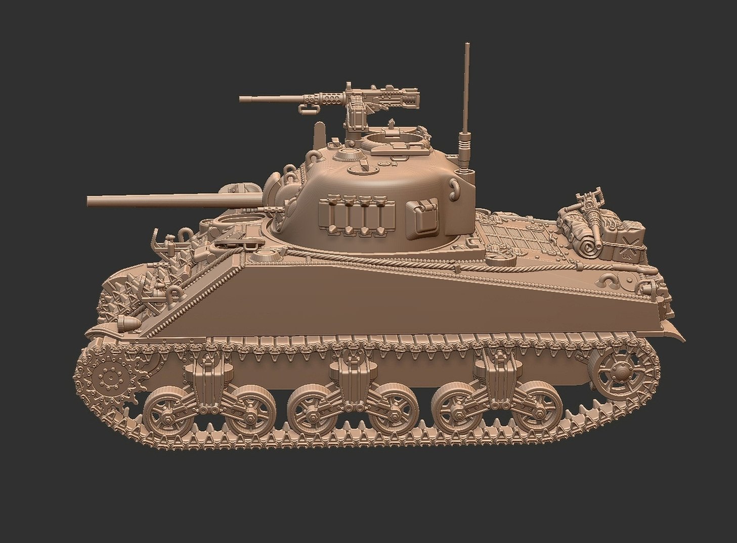 M4A2 Sherman 75mm STL 3D Print Model