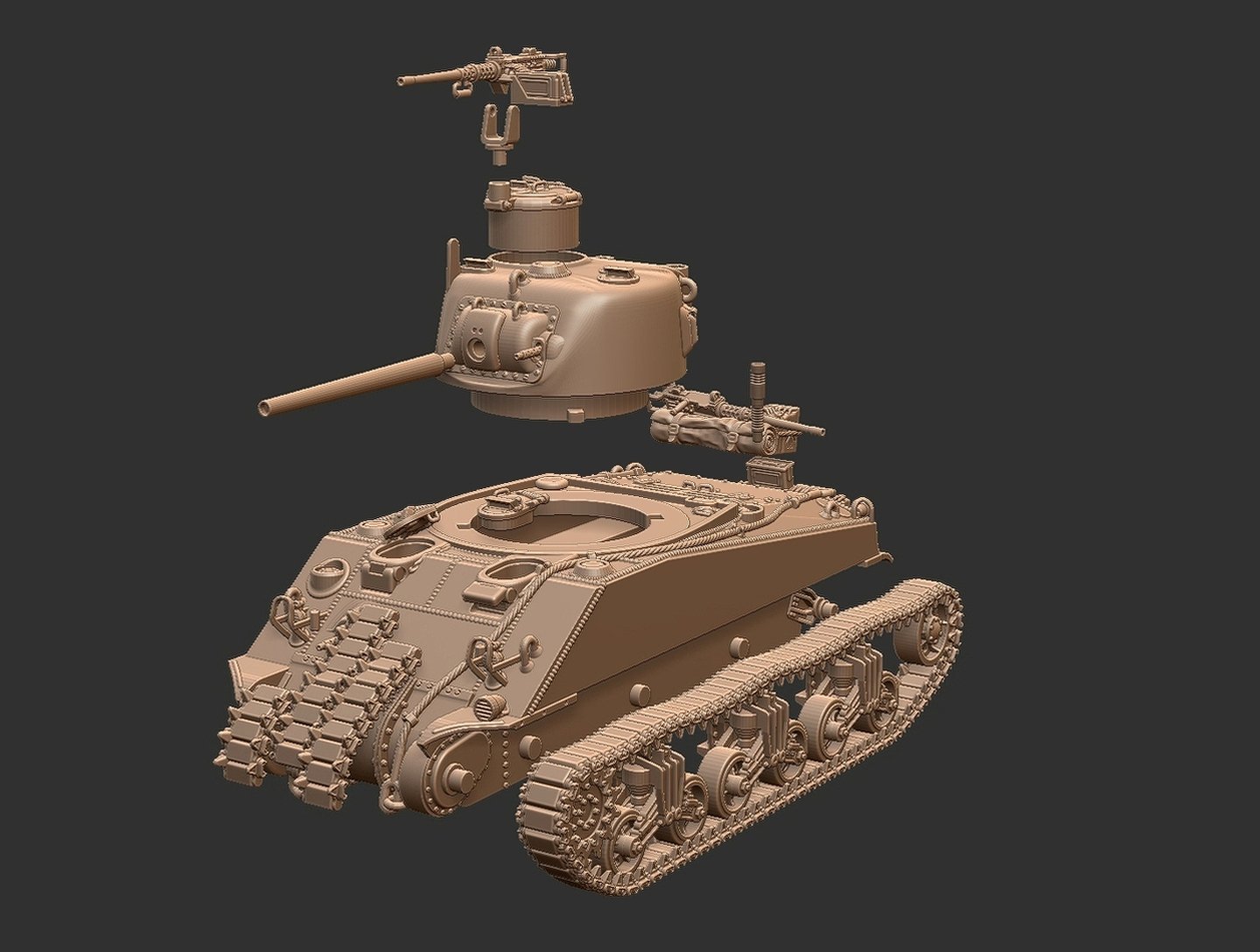 M4A2 Sherman 75mm STL 3D Print Model