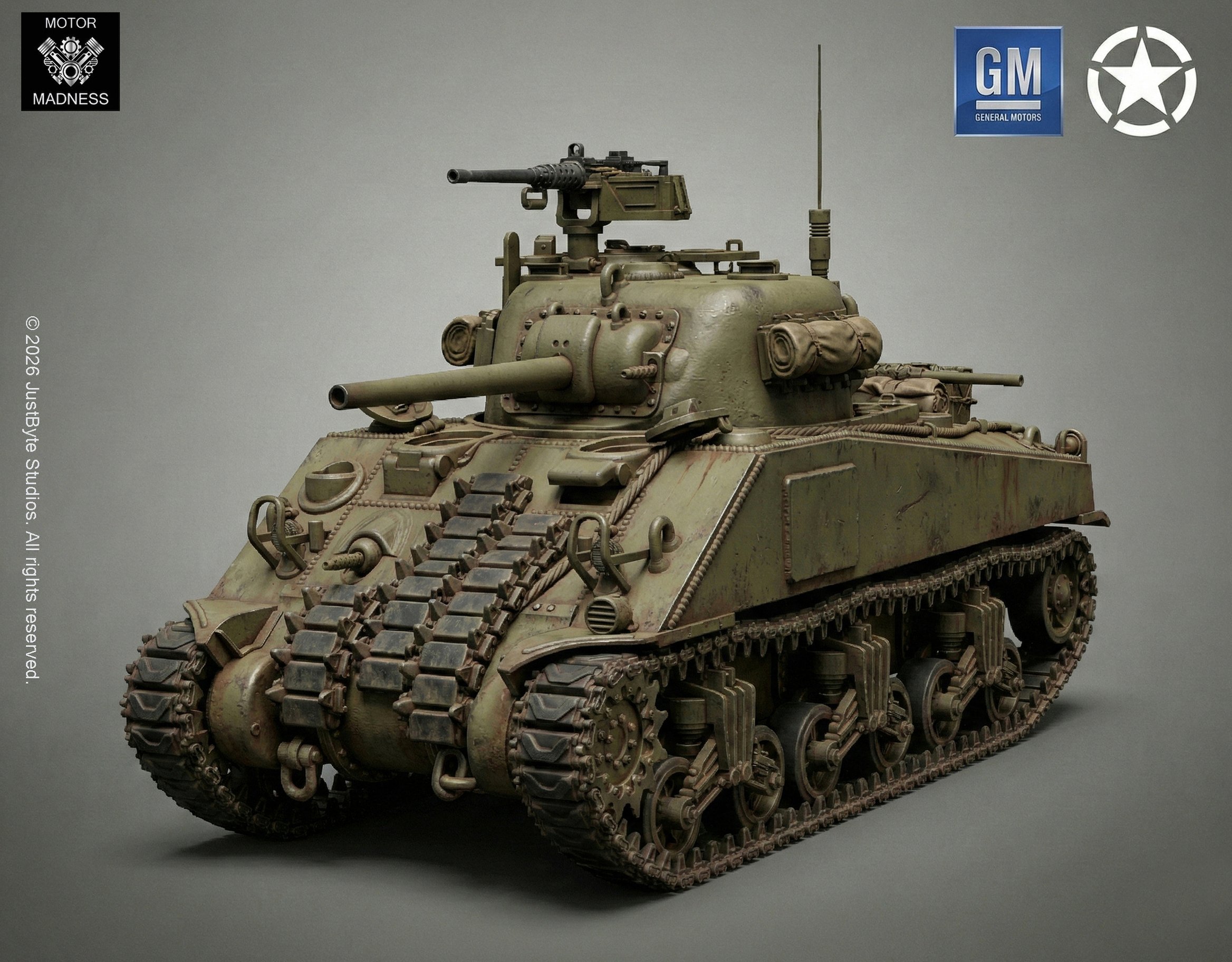 M4A2 Sherman 75mm STL 3D Print Model