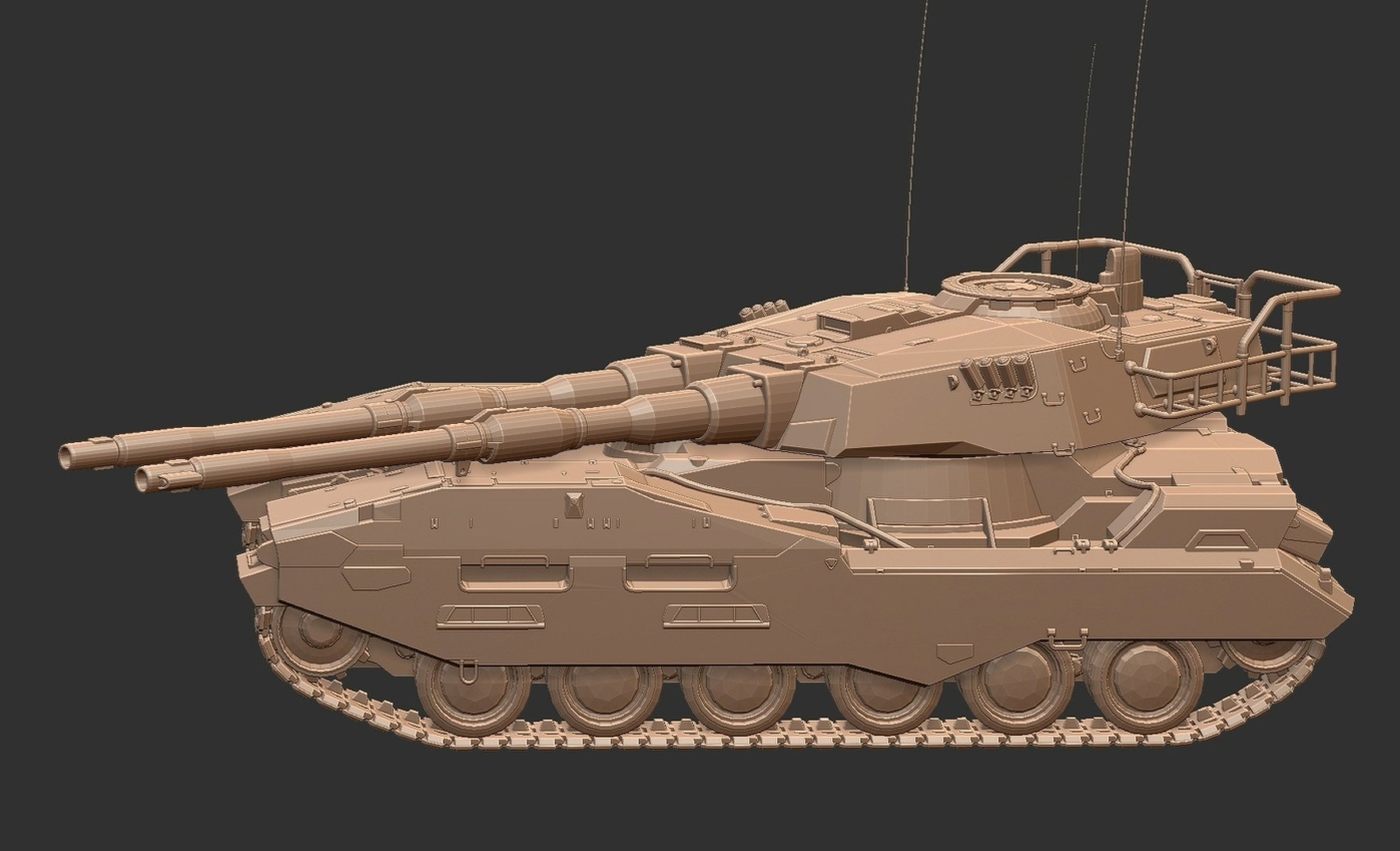 Mammoth MBT Mk 1 Dual-Cannon Heavy Tank STL 3D Print Model
