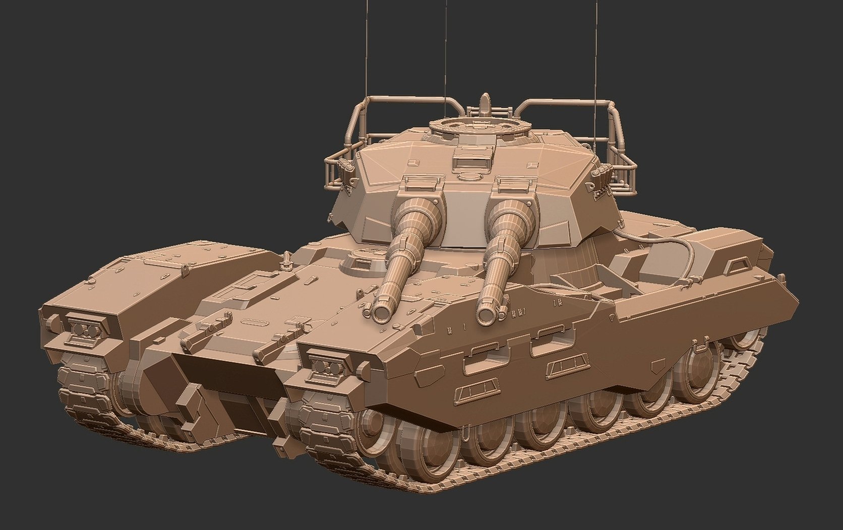 Mammoth MBT Mk 1 Dual-Cannon Heavy Tank STL 3D Print Model
