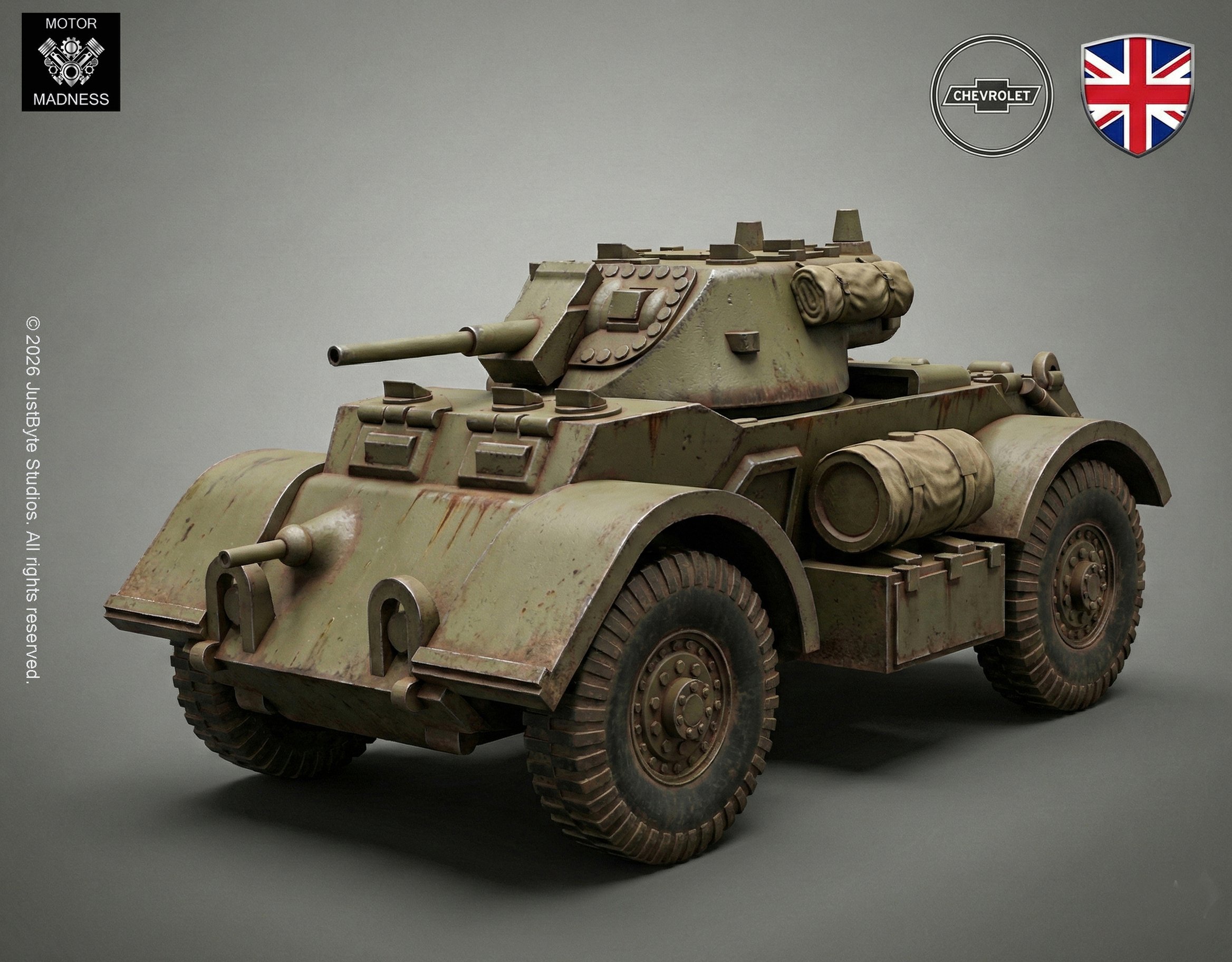 T17E1 Staghound Mk.I Armoured Car STL 3D Print Model
