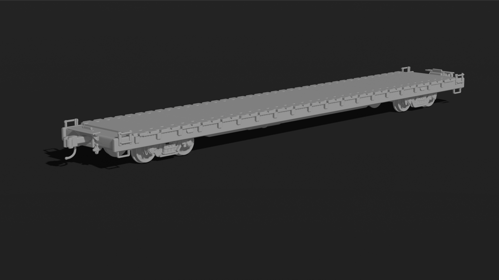 Heavy-Duty Flatcar with Bogies STL 3D Print Model