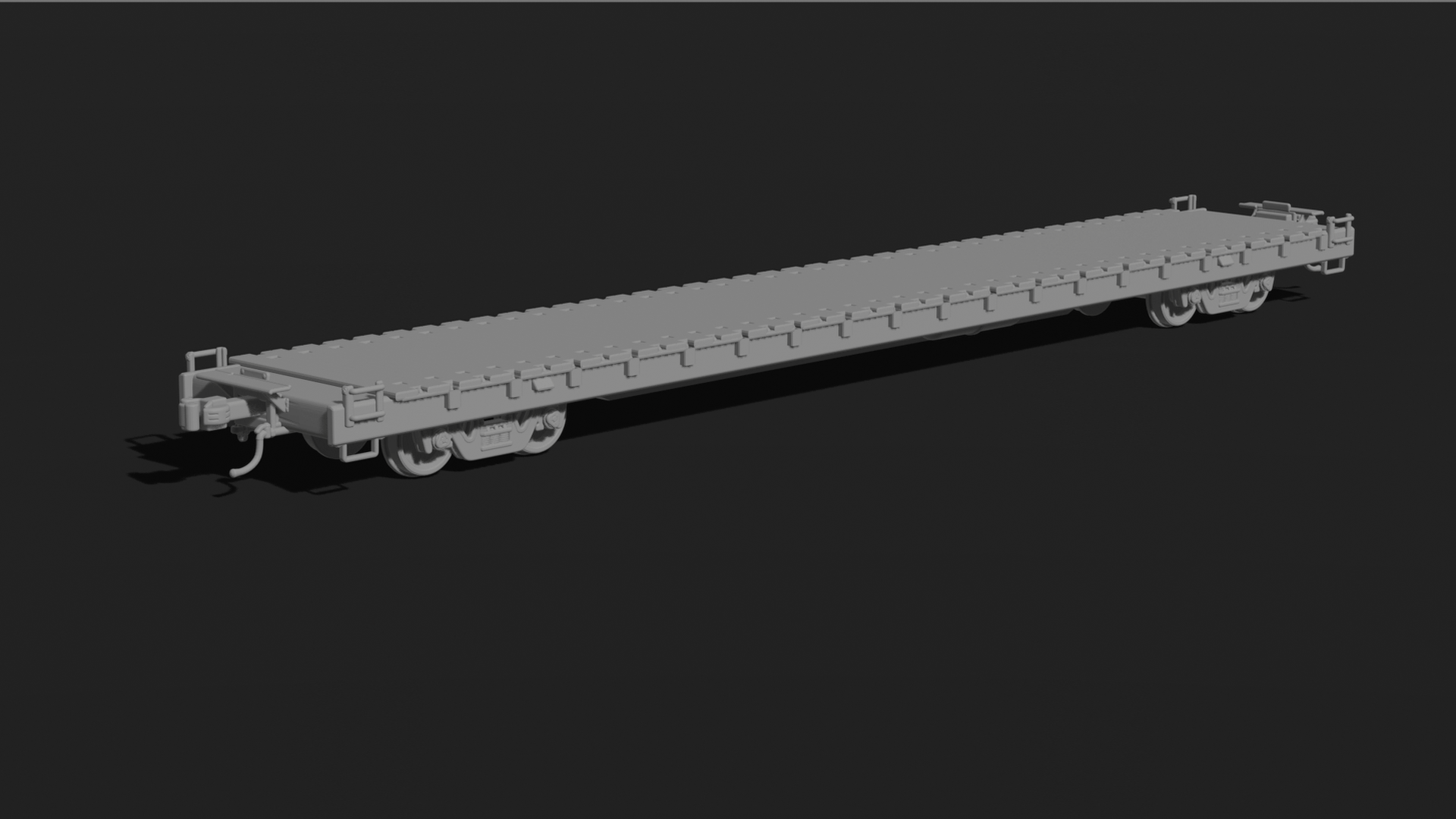Heavy-Duty Flatcar with Bogies STL 3D Print Model