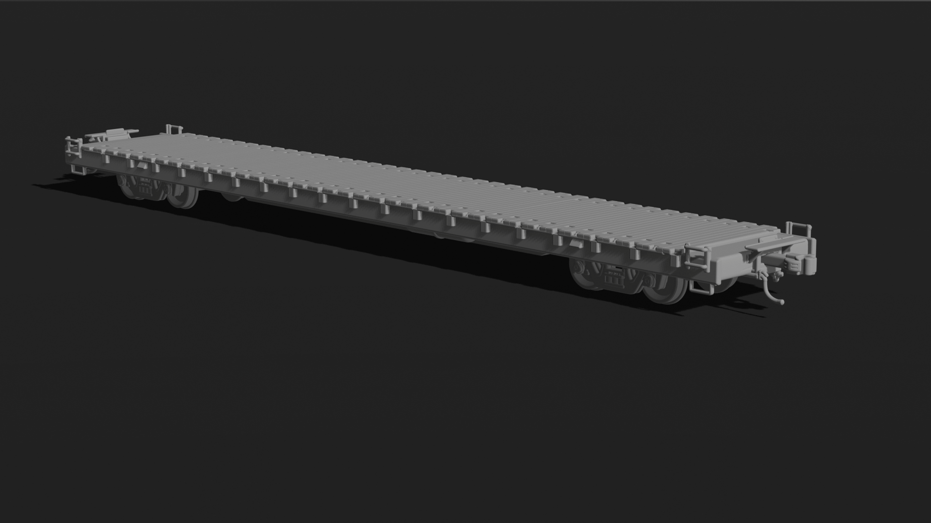 Heavy-Duty Flatcar with Bogies STL 3D Print Model