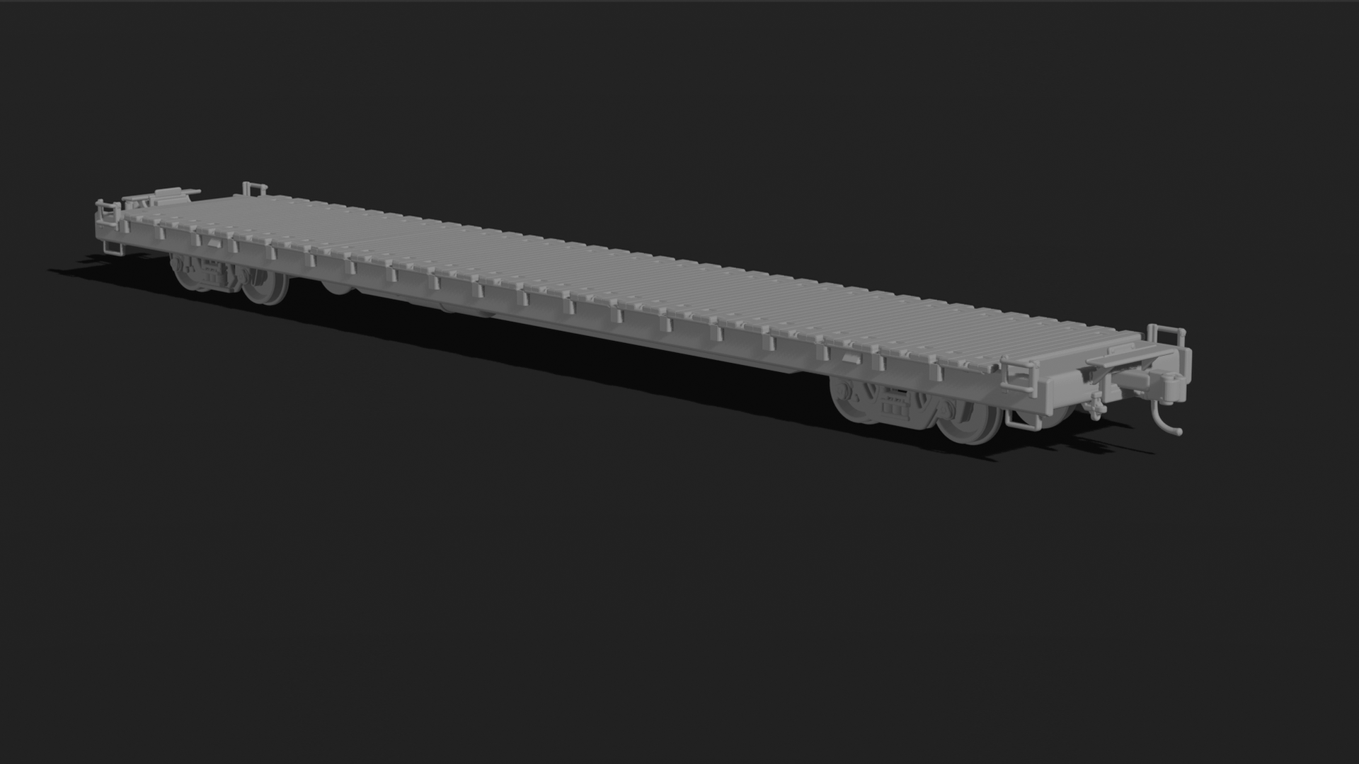 Heavy-Duty Flatcar with Bogies STL 3D Print Model