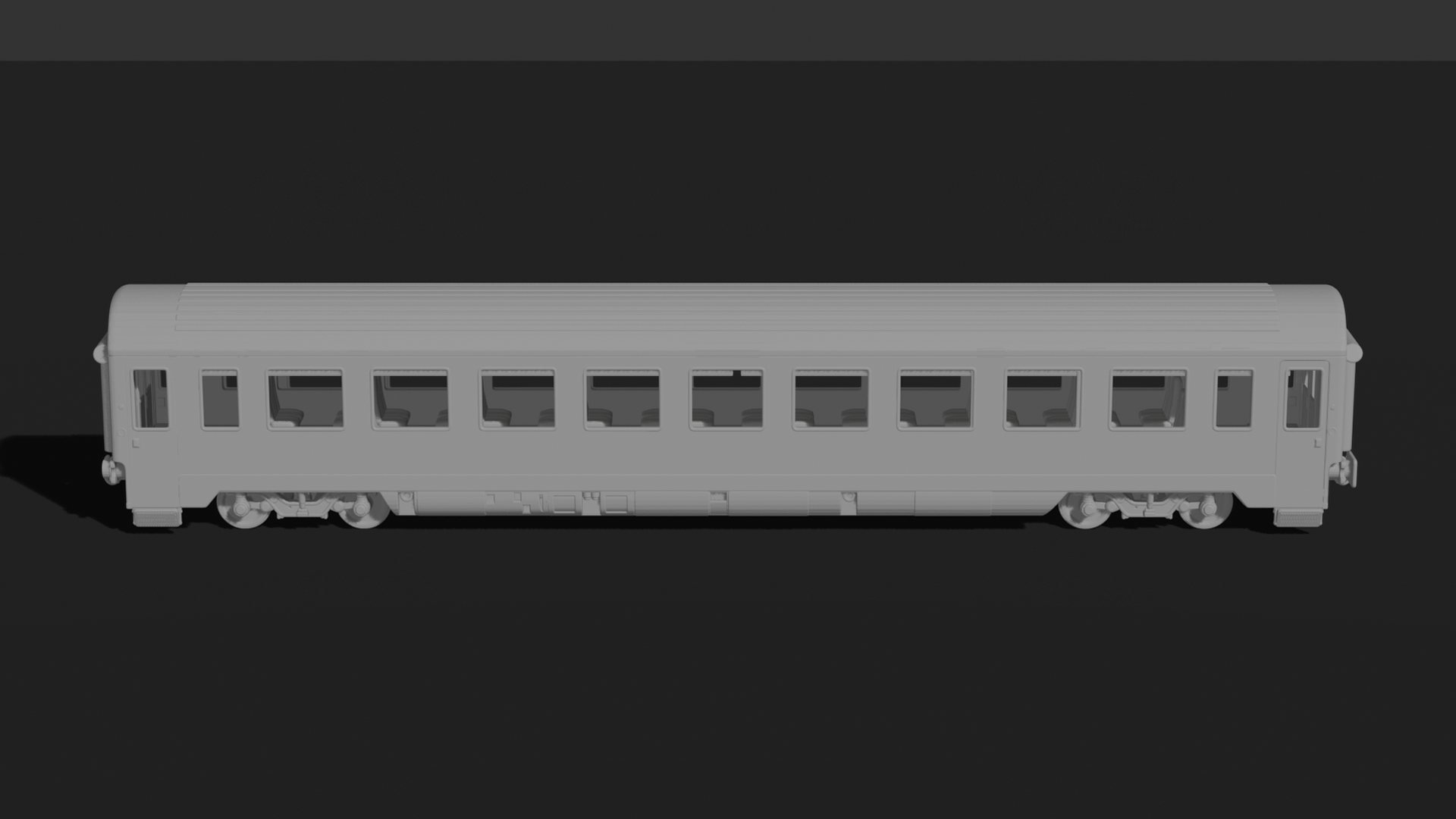 Passenger Train Car V2 with Interior STL 3D Print Model