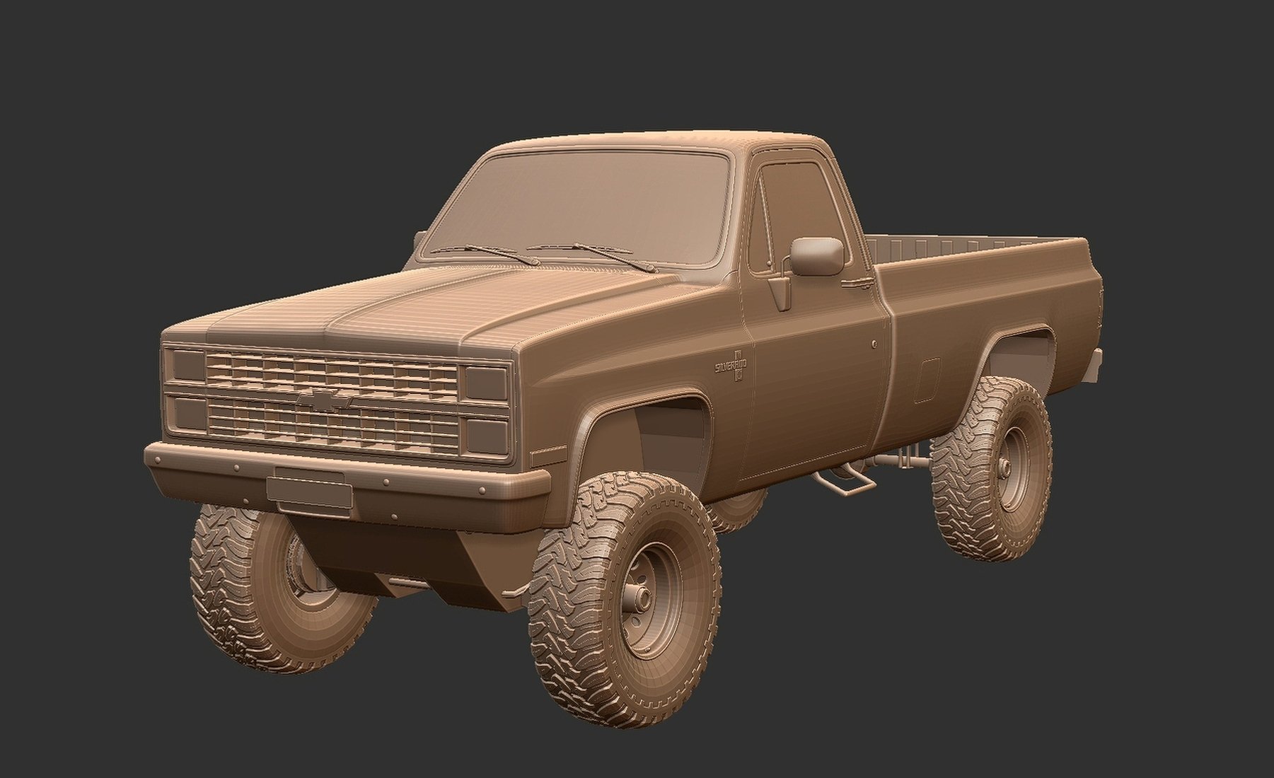 Chevrolet K10 Silverado Lifted 4x4 STL 3D Print Model