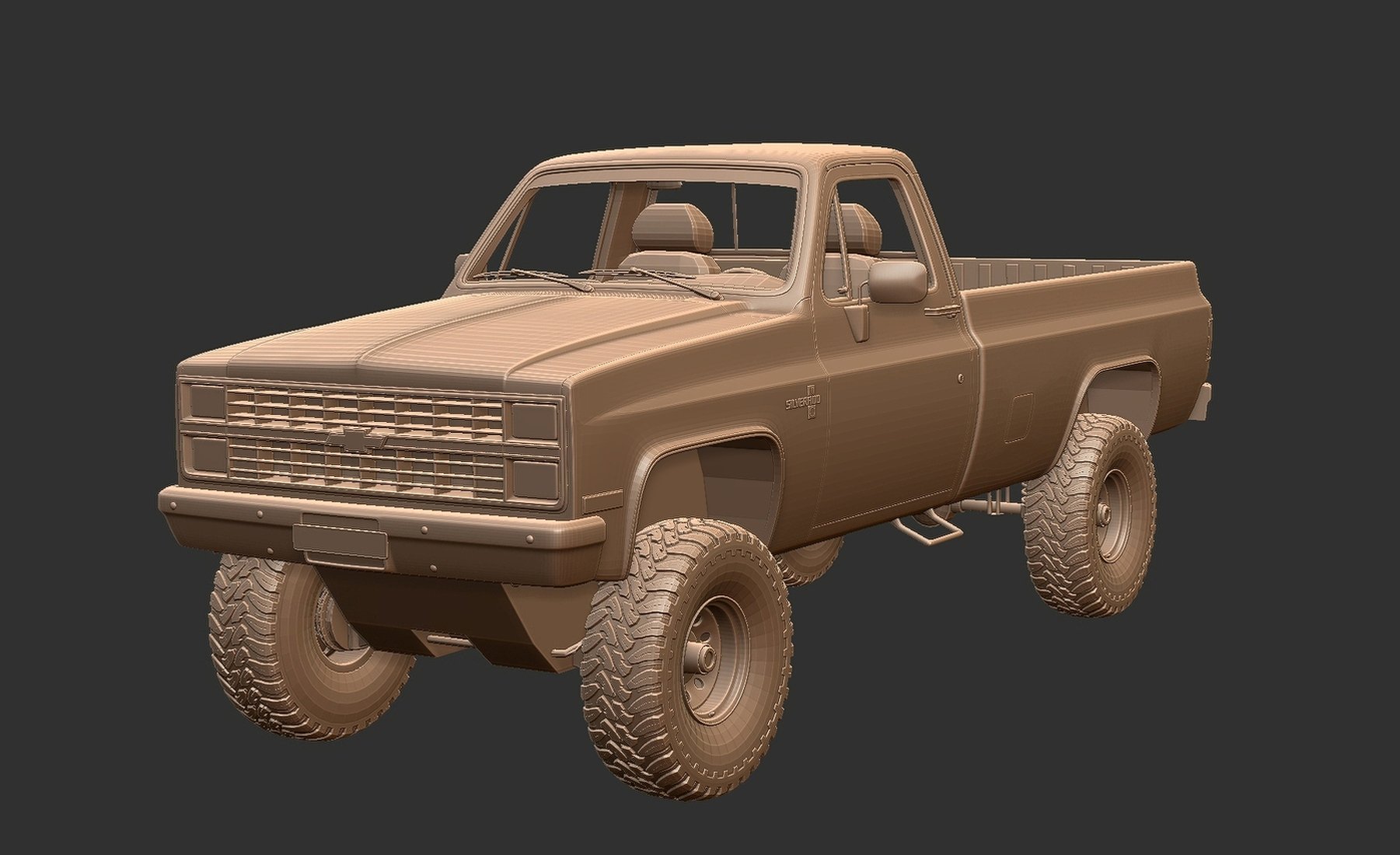 Chevrolet K10 Silverado Lifted 4x4 STL 3D Print Model