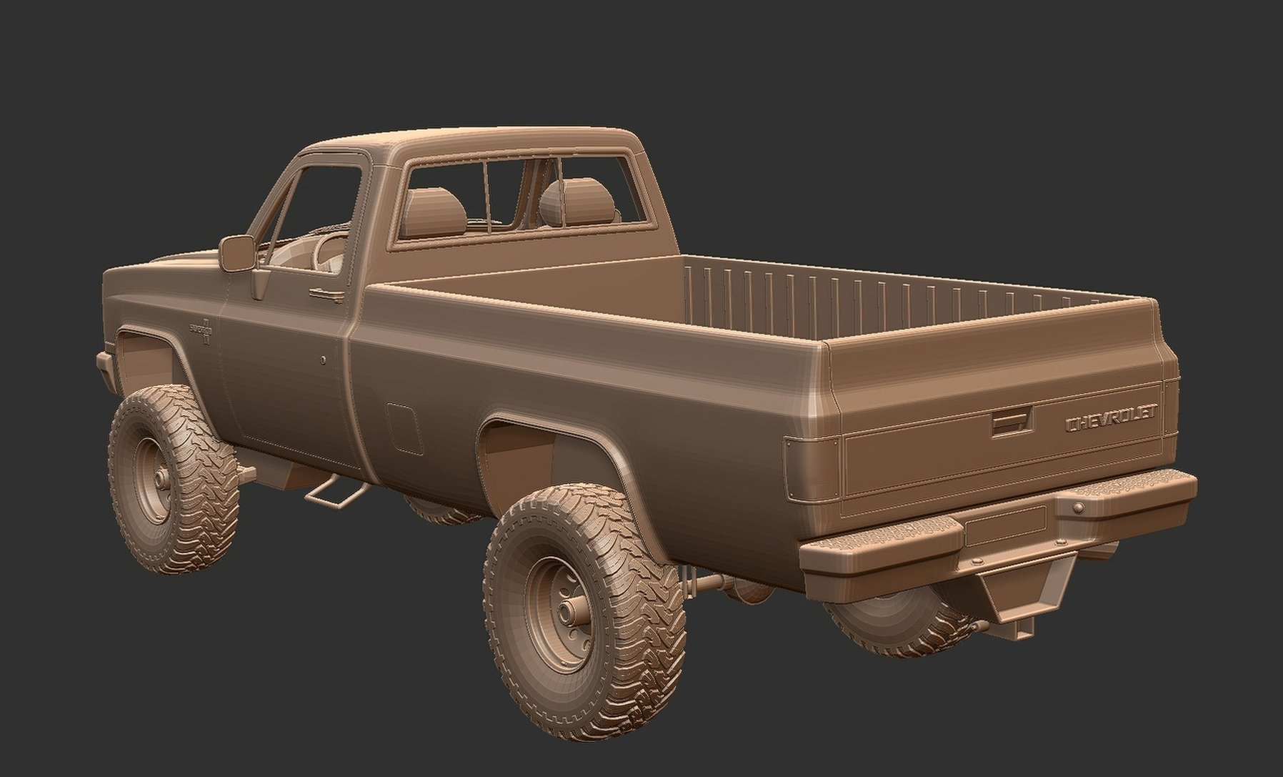 Chevrolet K10 Silverado Lifted 4x4 STL 3D Print Model