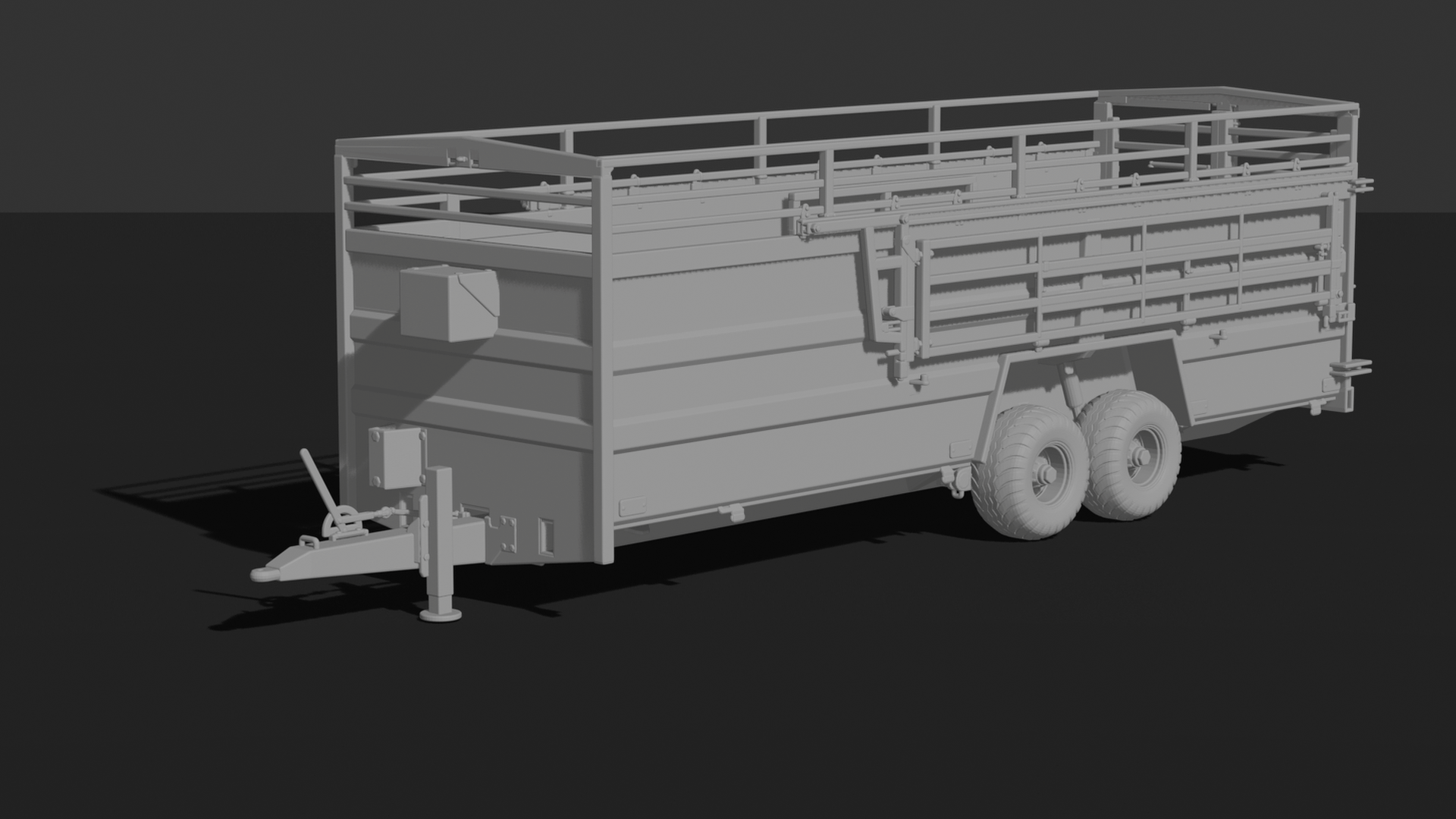 Dual-Axle Livestock Transport Trailer STL 3D Print Model