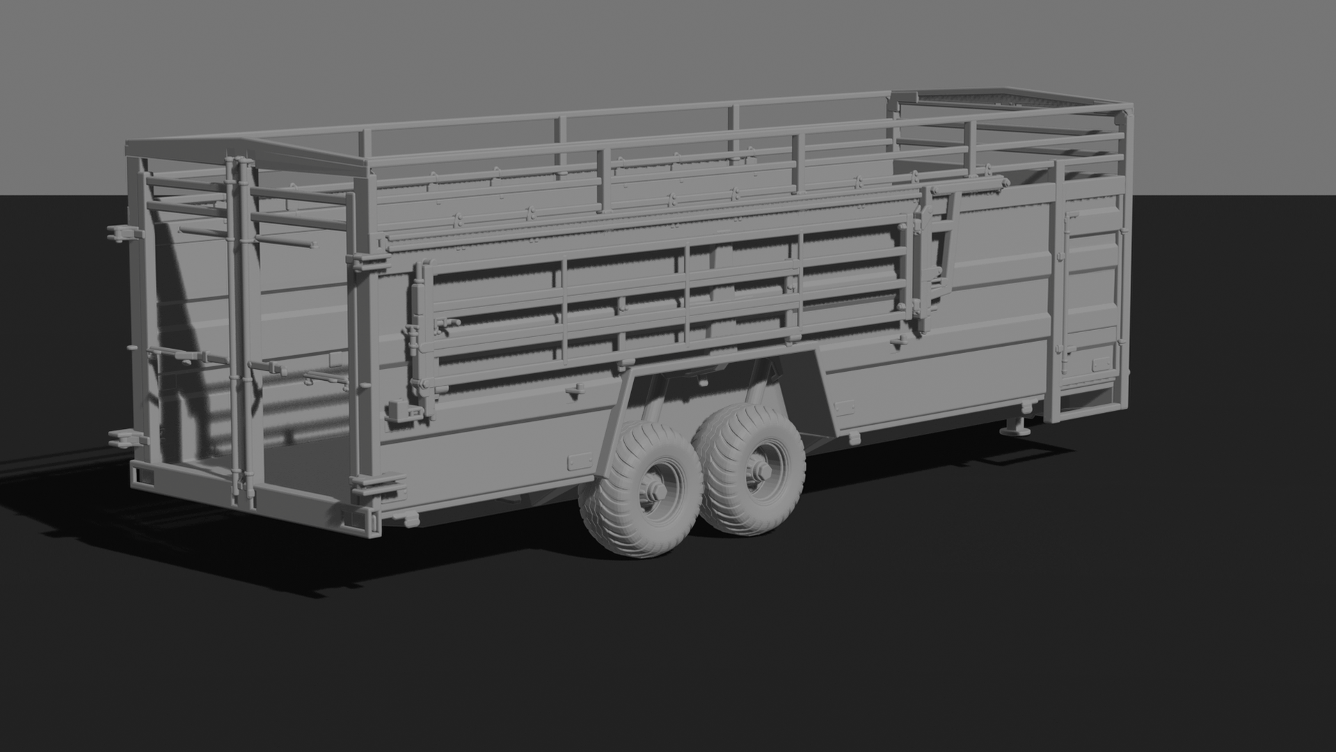 Dual-Axle Livestock Transport Trailer STL 3D Print Model