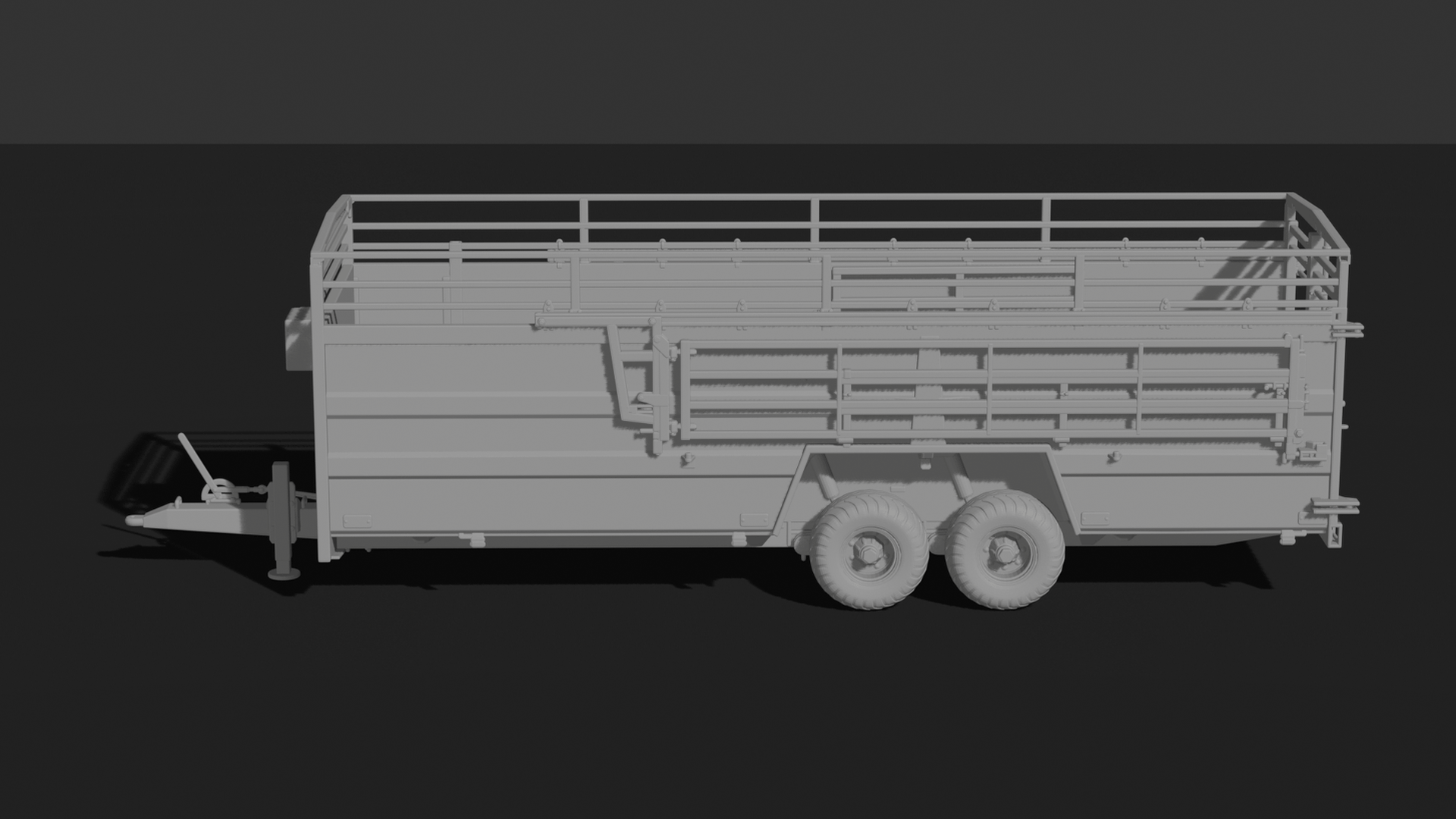 Dual-Axle Livestock Transport Trailer STL 3D Print Model