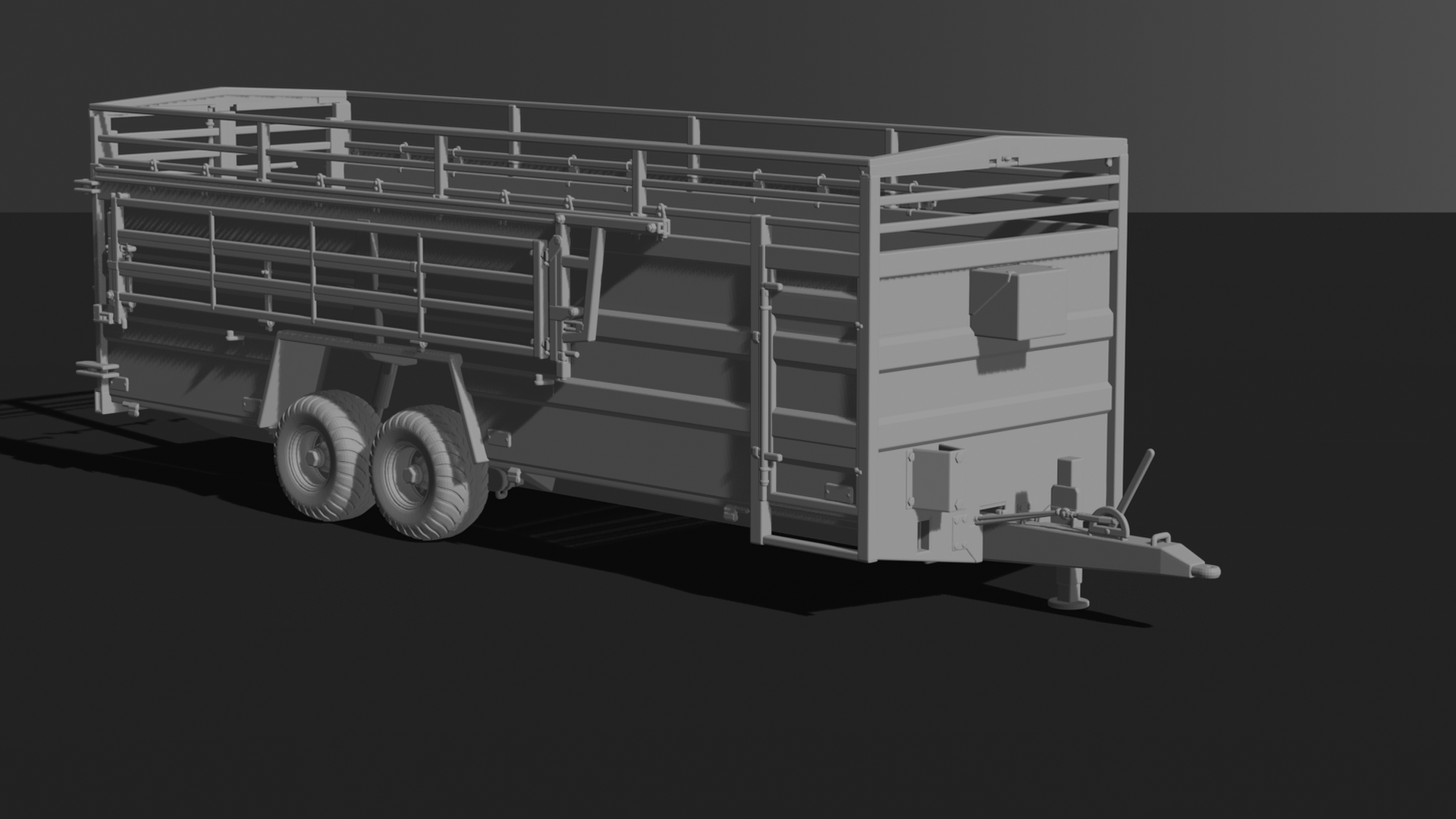 Dual-Axle Livestock Transport Trailer STL 3D Print Model