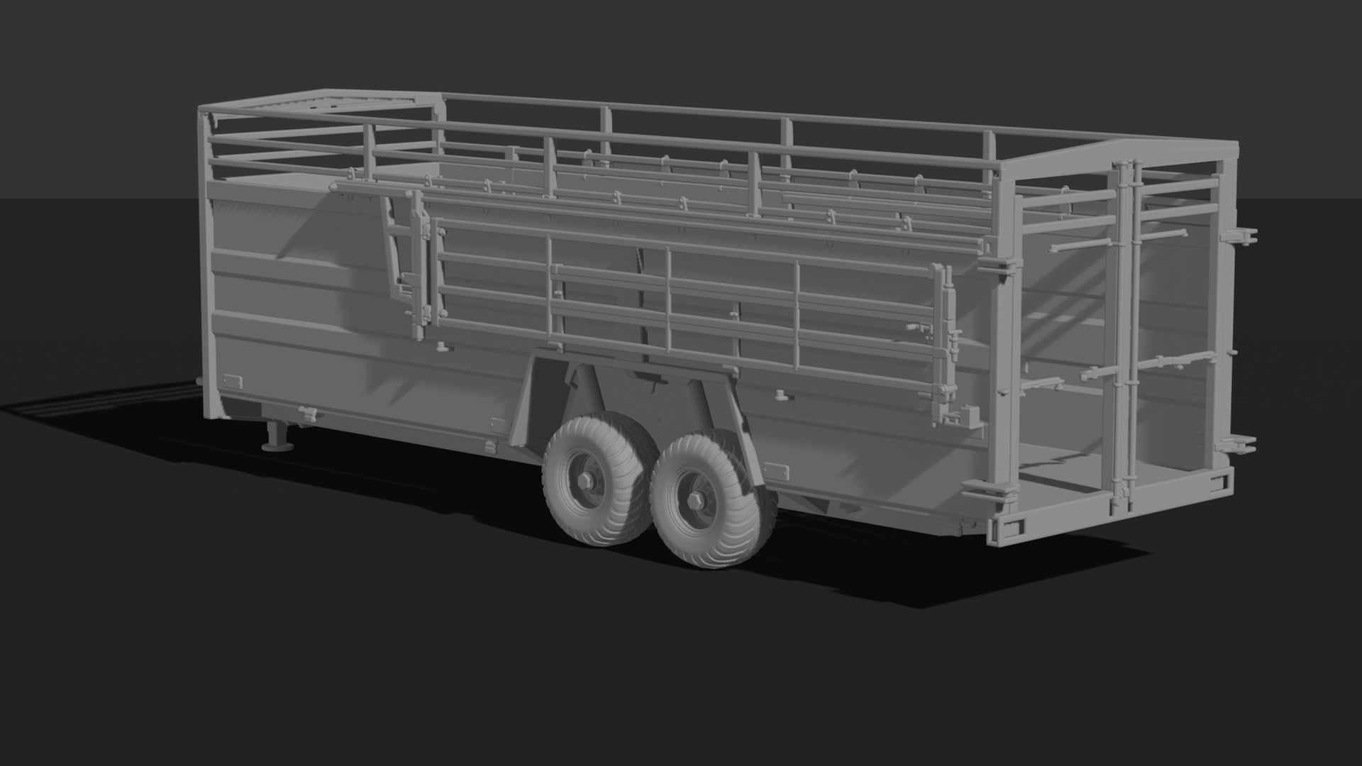 Dual-Axle Livestock Transport Trailer STL 3D Print Model