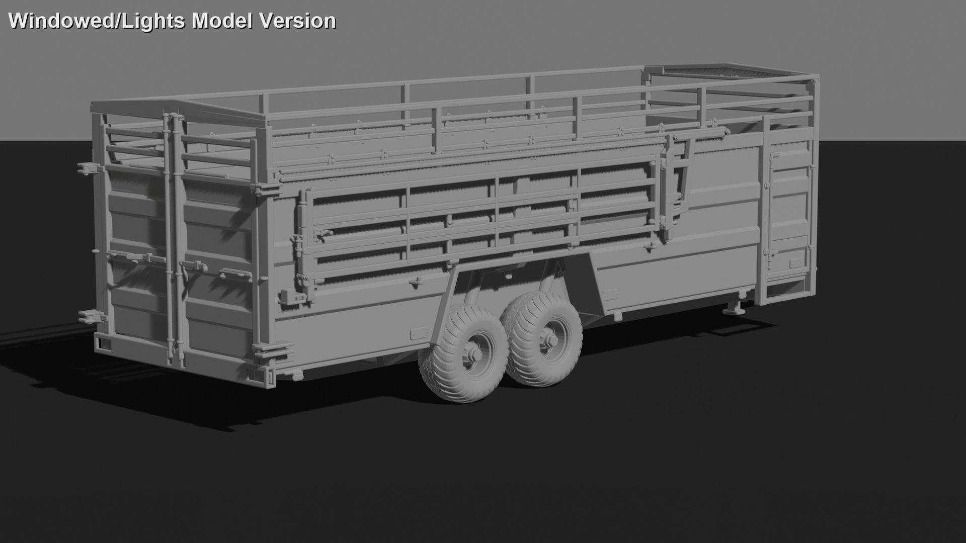 Dual-Axle Livestock Transport Trailer STL 3D Print Model