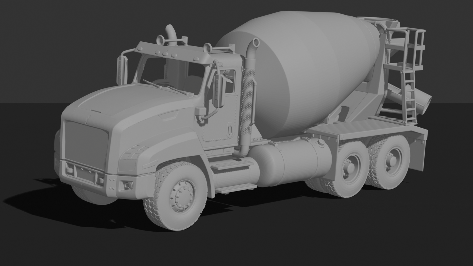 Mack Granite Concrete Mixer Truck STL 3D Print Model