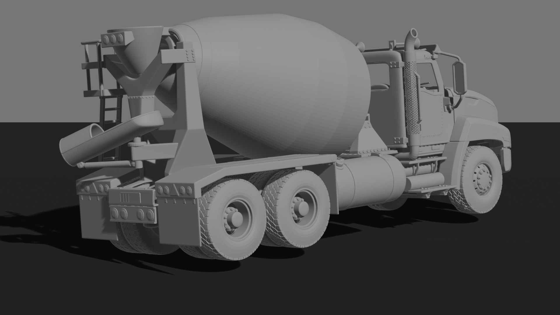 Mack Granite Concrete Mixer Truck STL 3D Print Model