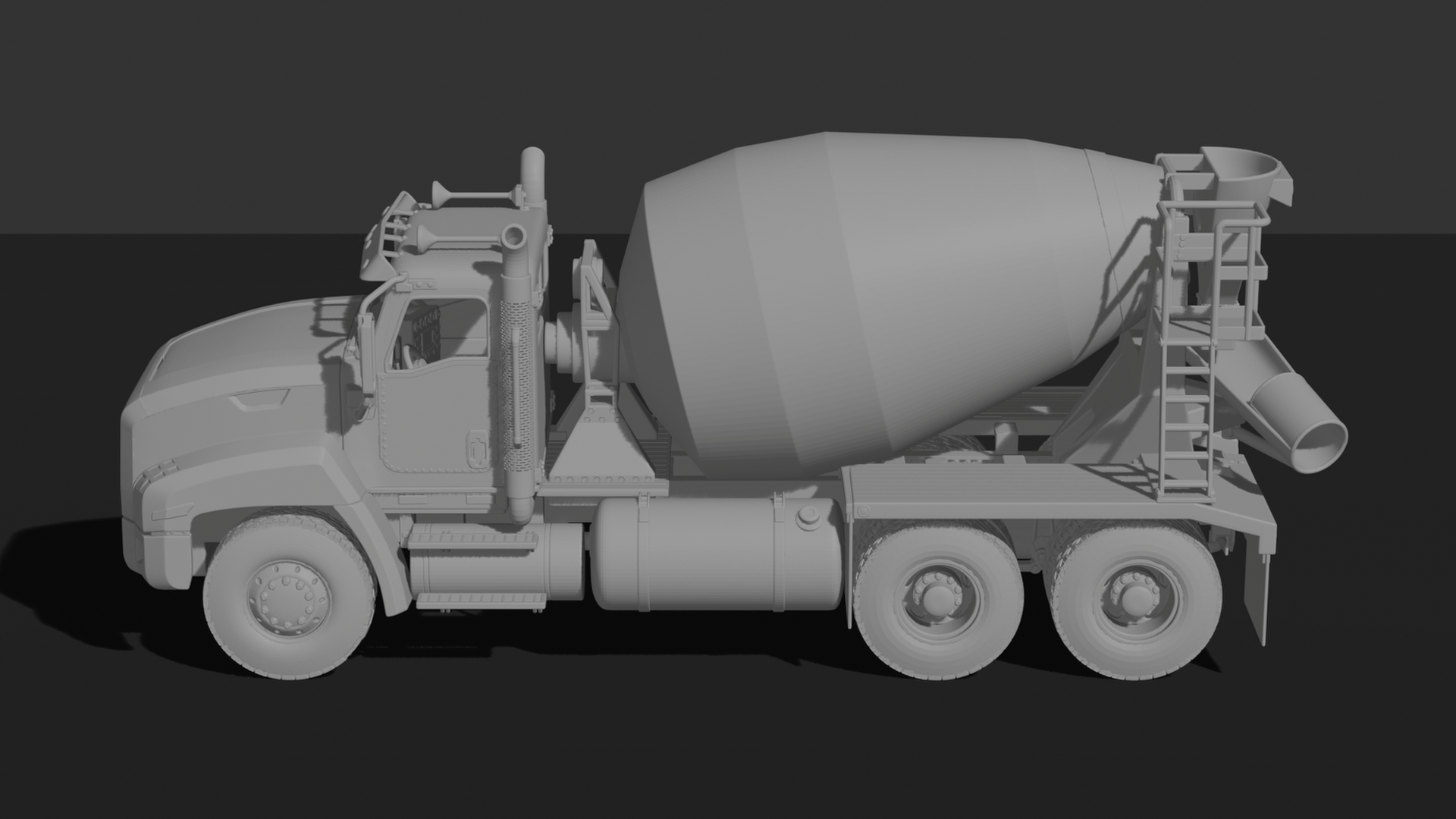Mack Granite Concrete Mixer Truck STL 3D Print Model