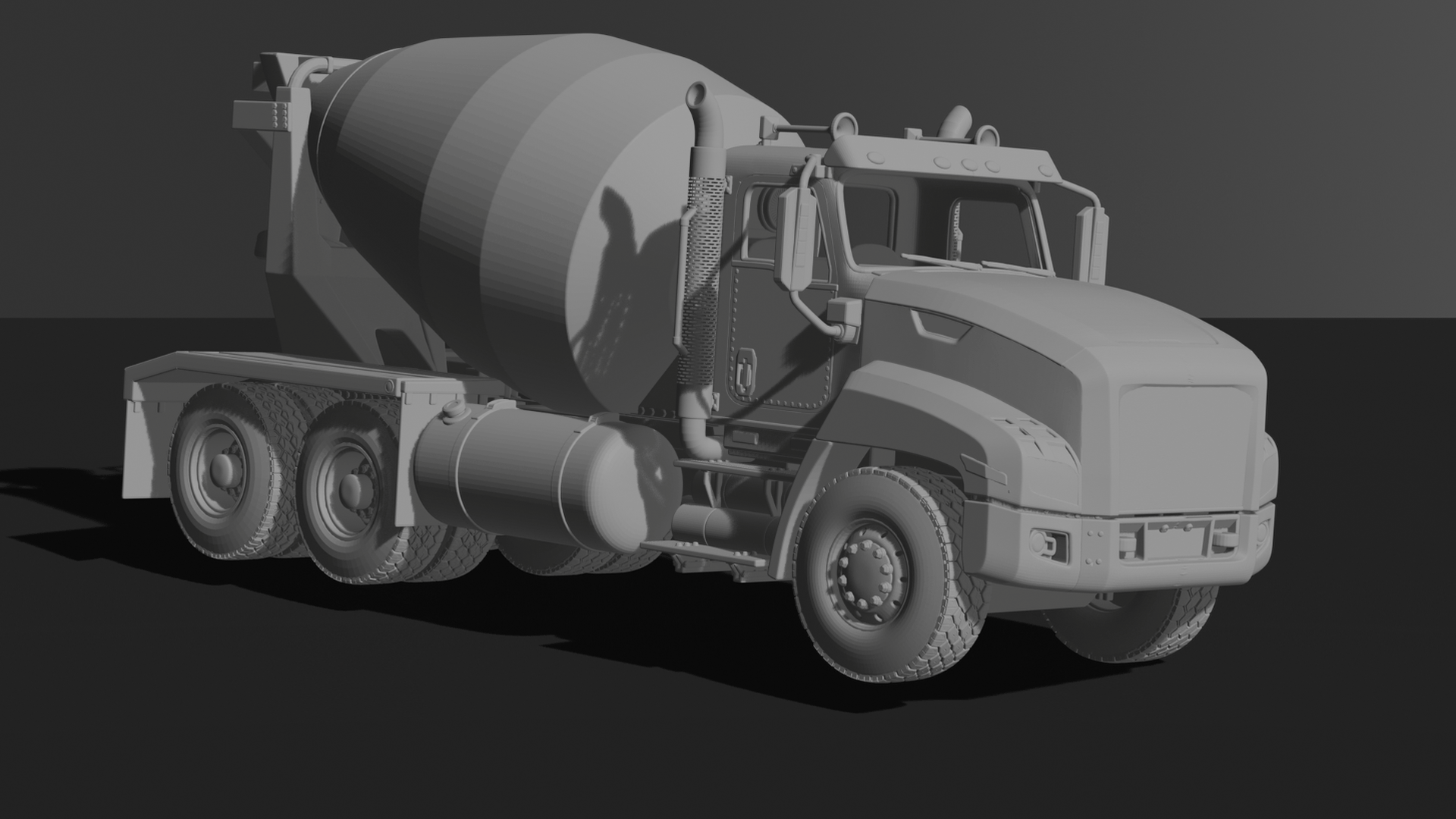 Mack Granite Concrete Mixer Truck STL 3D Print Model