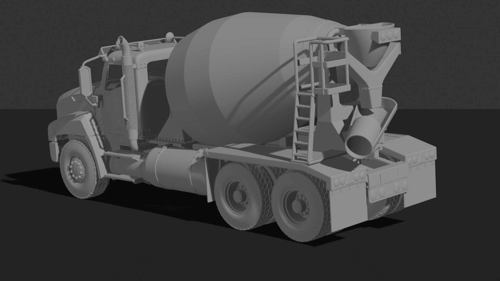 Mack Granite Concrete Mixer Truck STL 3D Print Model