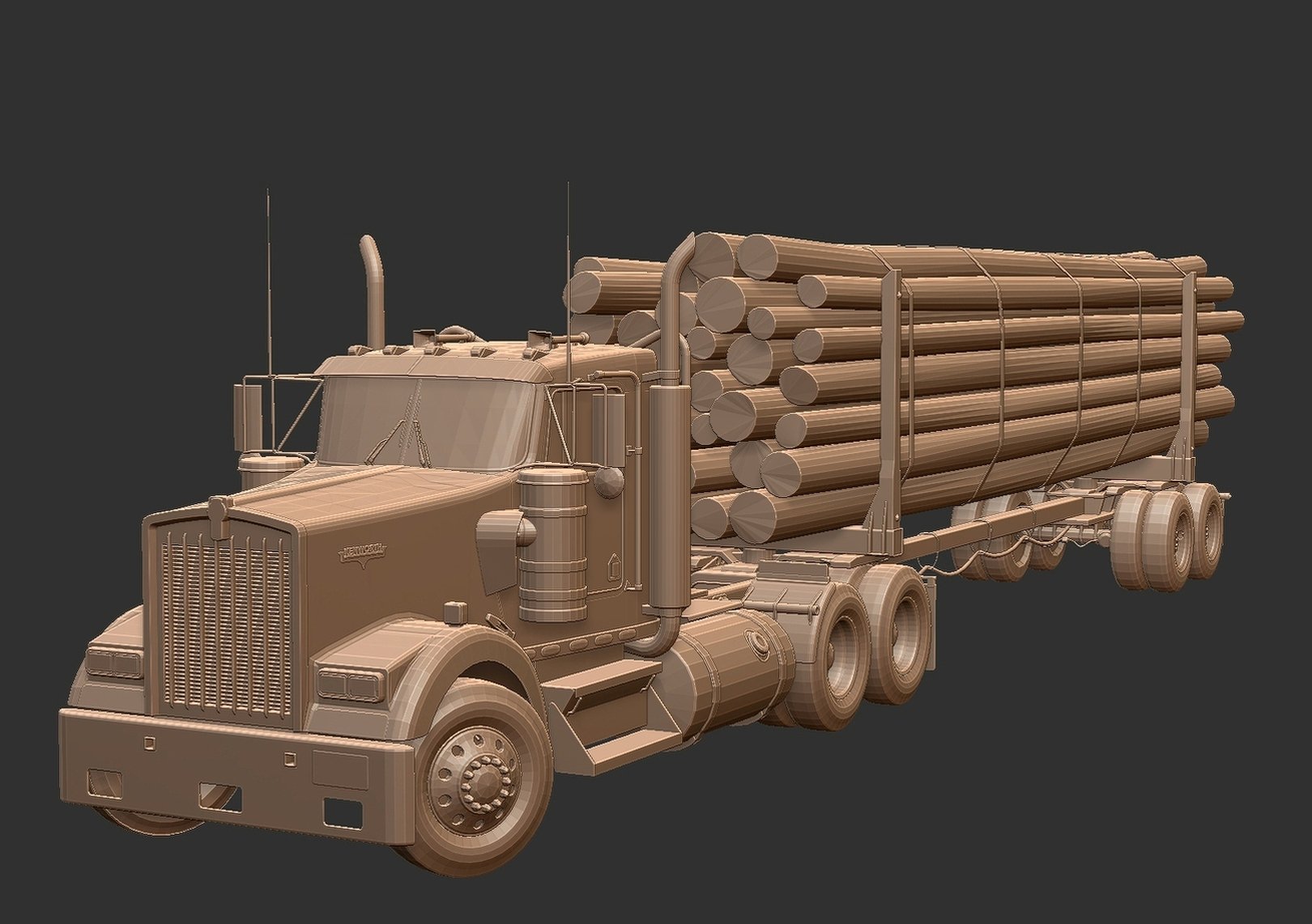 Kenworth W900 Logging Truck STL 3D Print Model