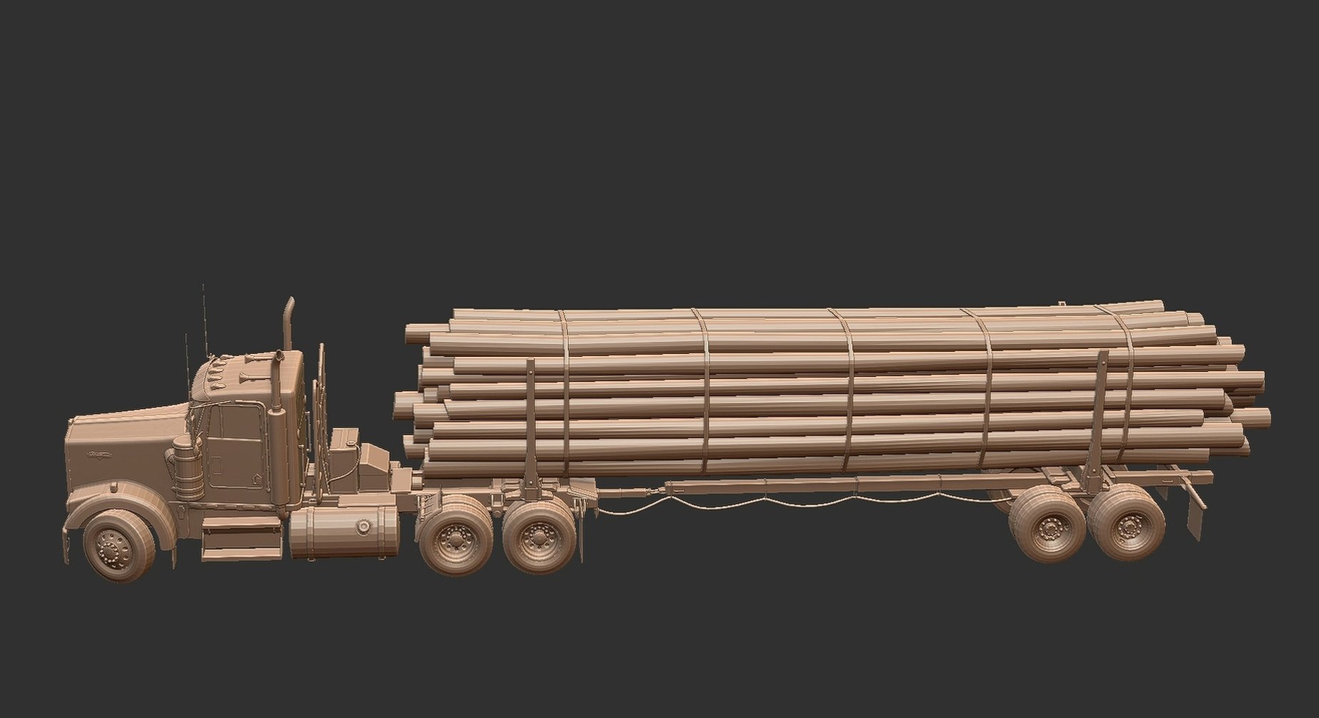 Kenworth W900 Logging Truck STL 3D Print Model