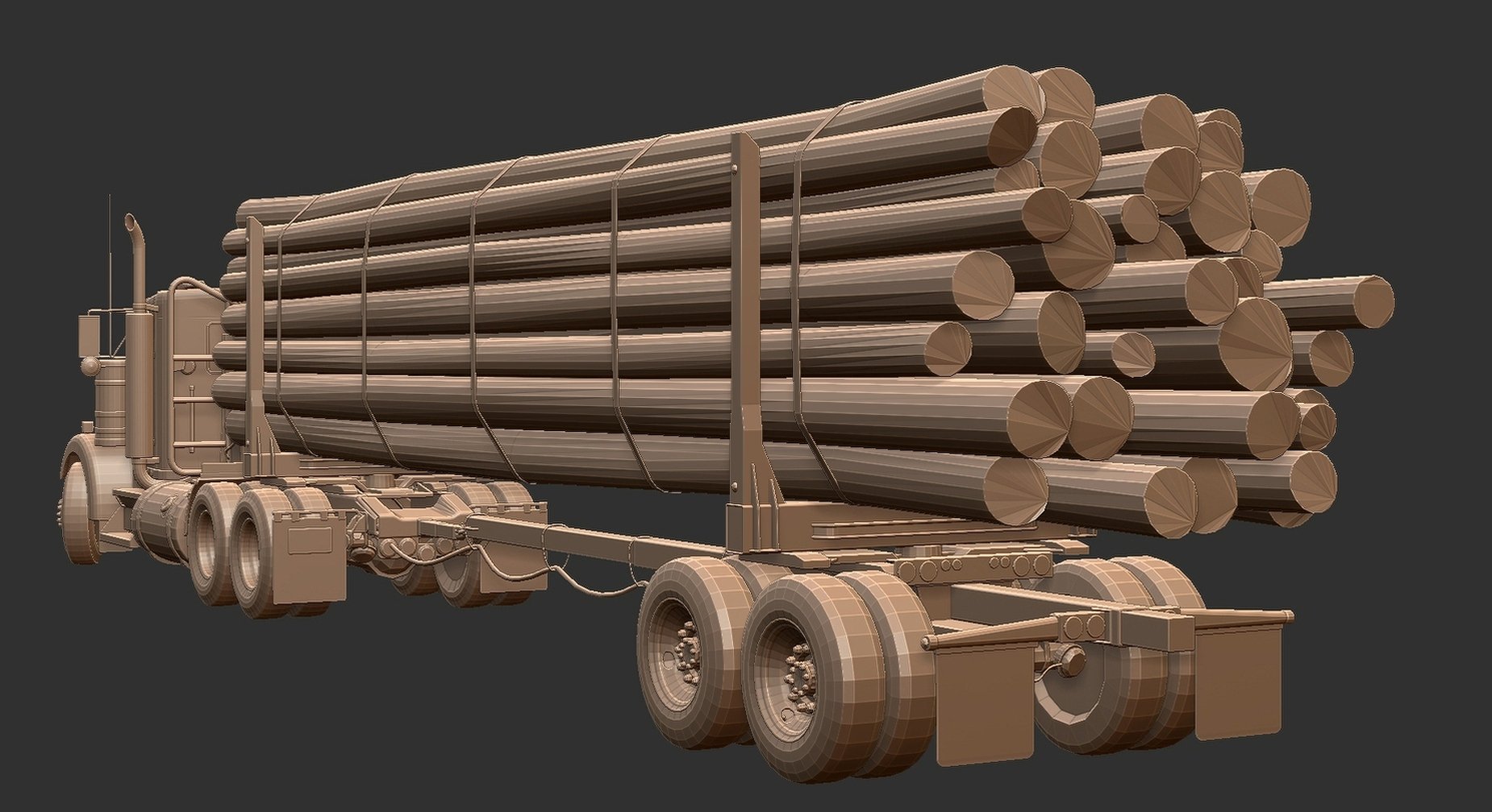 Kenworth W900 Logging Truck STL 3D Print Model