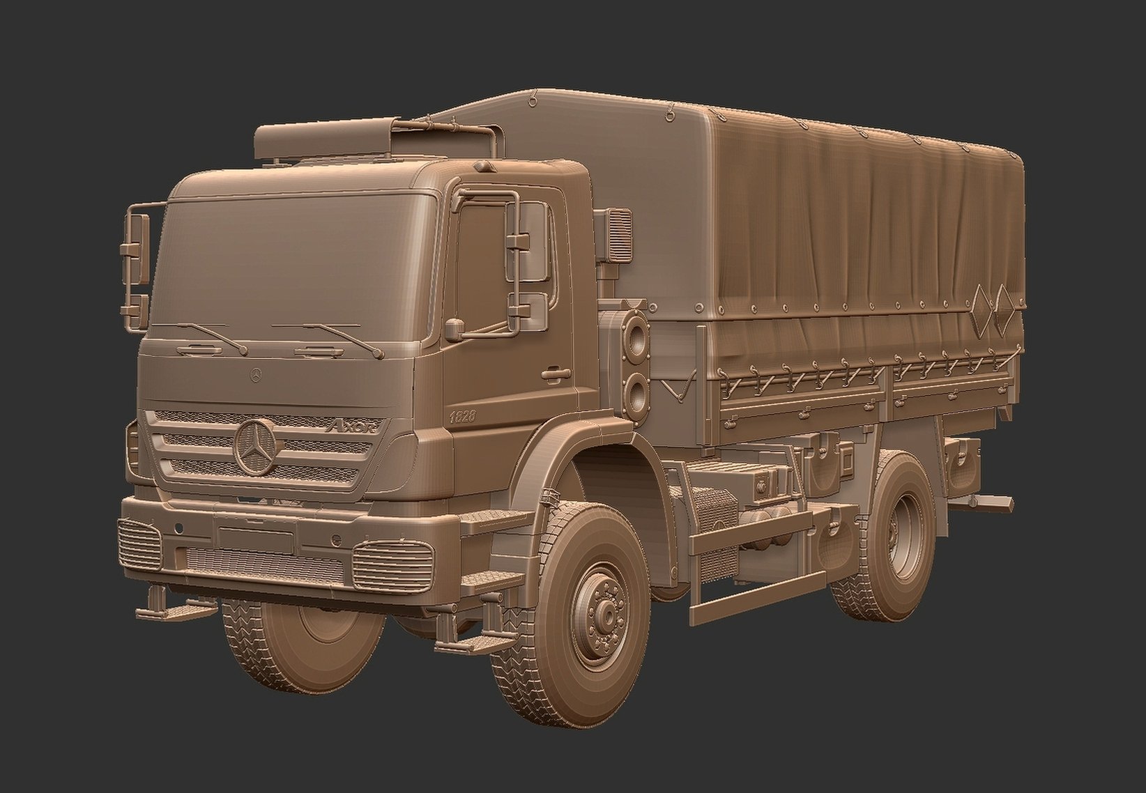 Mercedes-Benz Axor 1828A Military Truck STL 3D Print Model