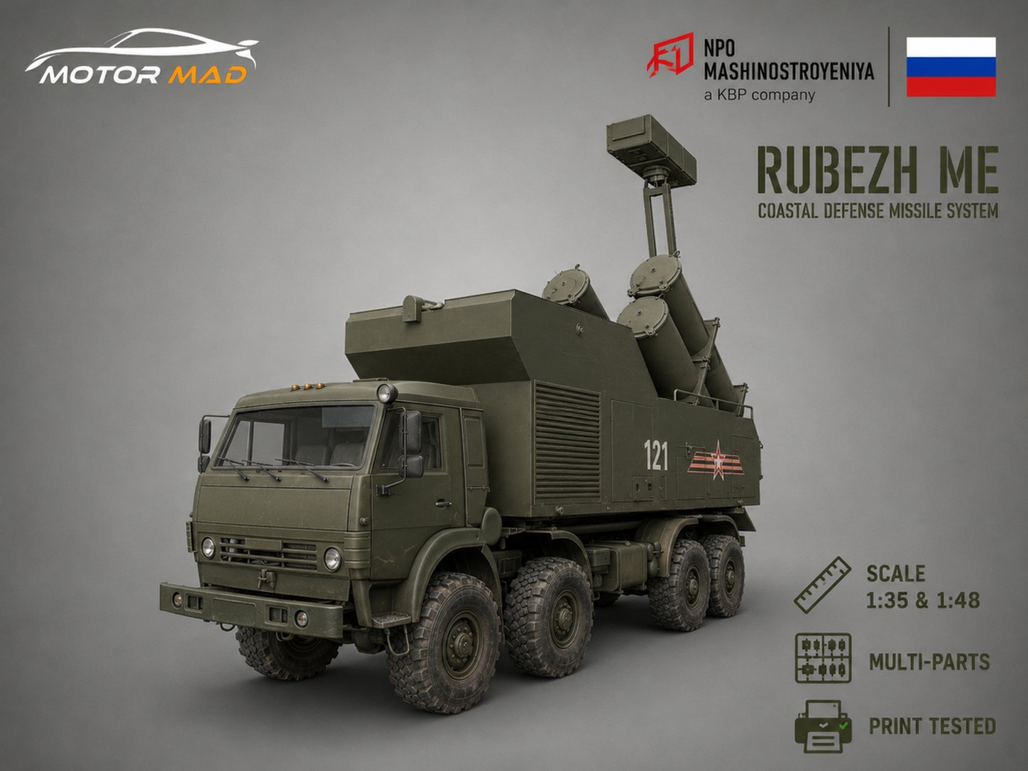 Rubezh-ME Coastal Defense Missile System STL 3D Print Model