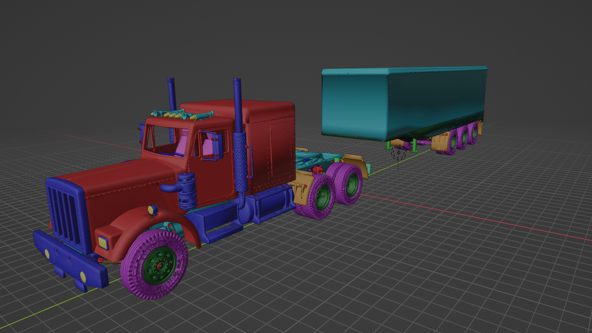 Kenworth W900 with Trailer STL 3D Print Model