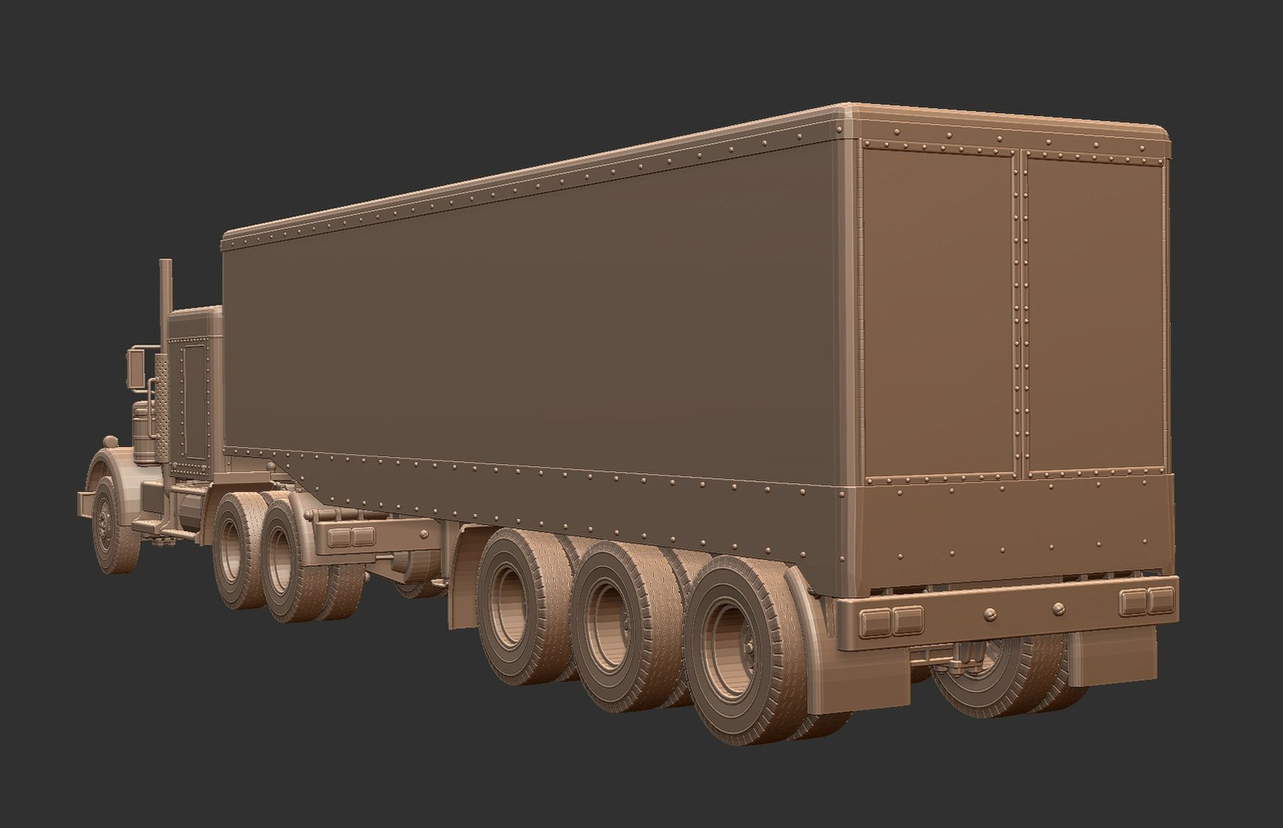 Kenworth W900 with Trailer STL 3D Print Model