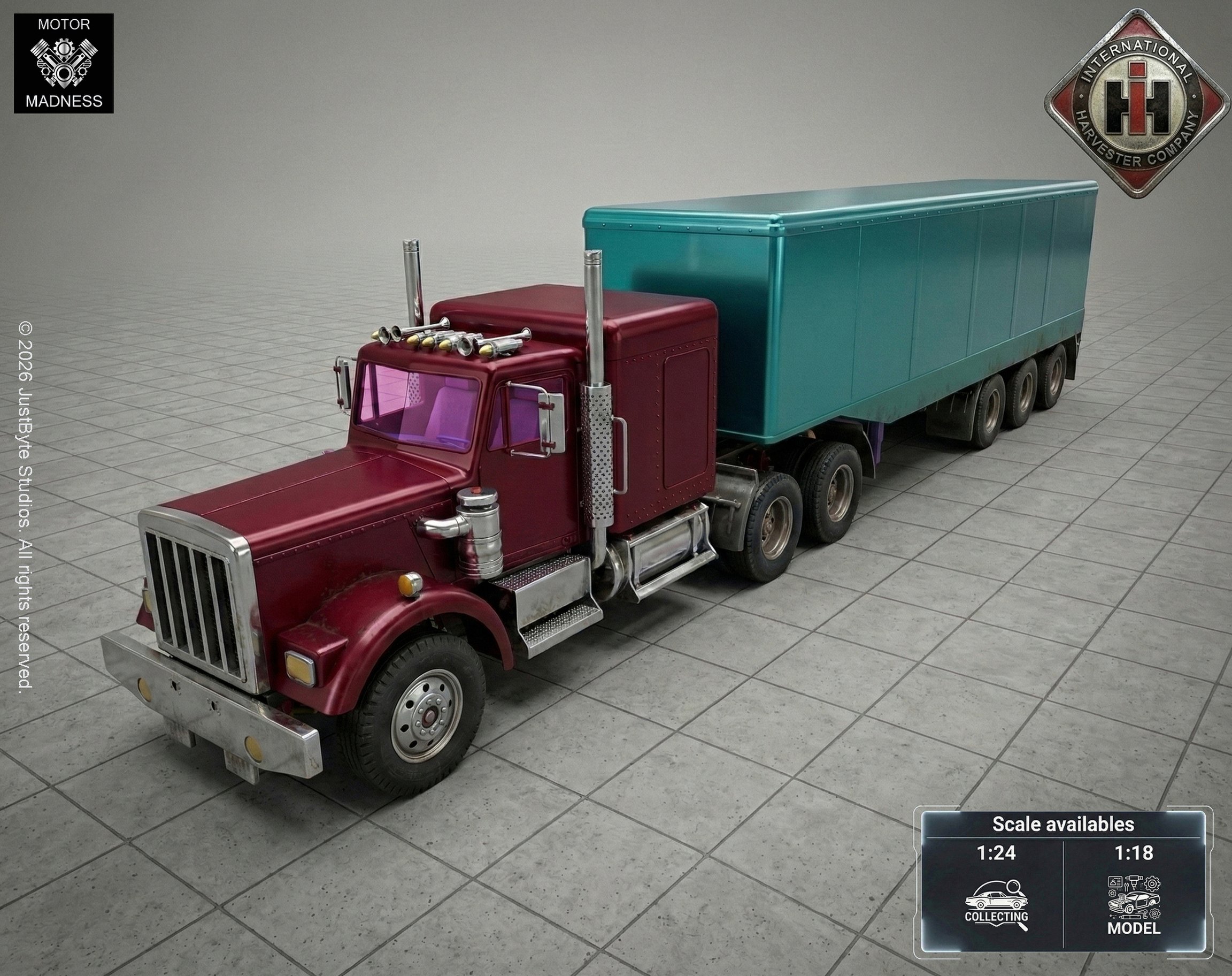 Kenworth W900 with Trailer STL 3D Print Model