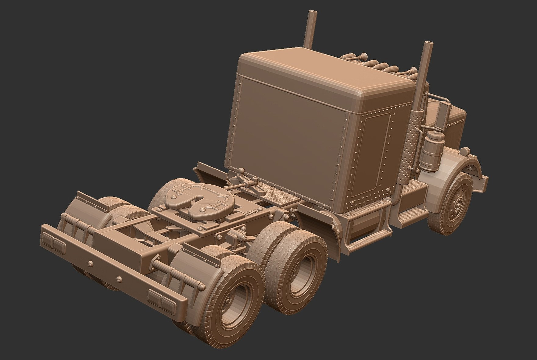 Kenworth W900 with Trailer STL 3D Print Model