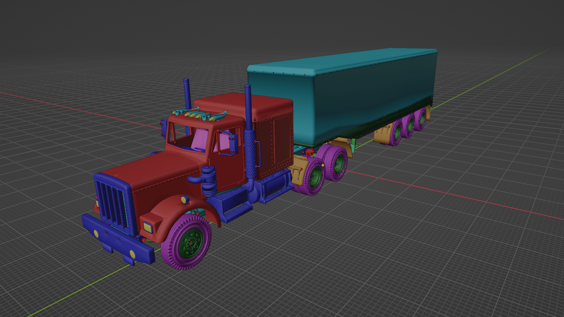 Kenworth W900 with Trailer STL 3D Print Model