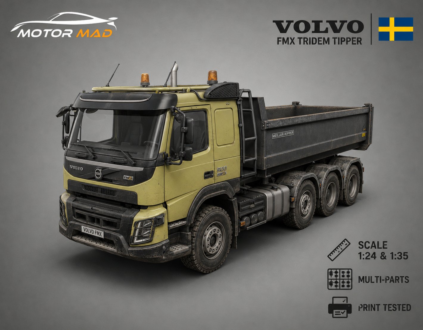 Volvo FMX Tridem Tipper STL 3D Print Model