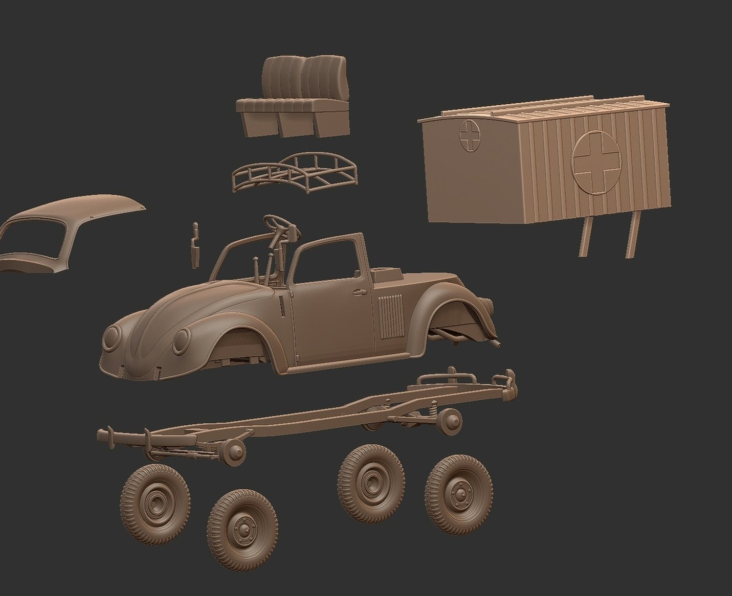 Volkswagen VW 38 WWII Military Ambulance STL 3D Print Model