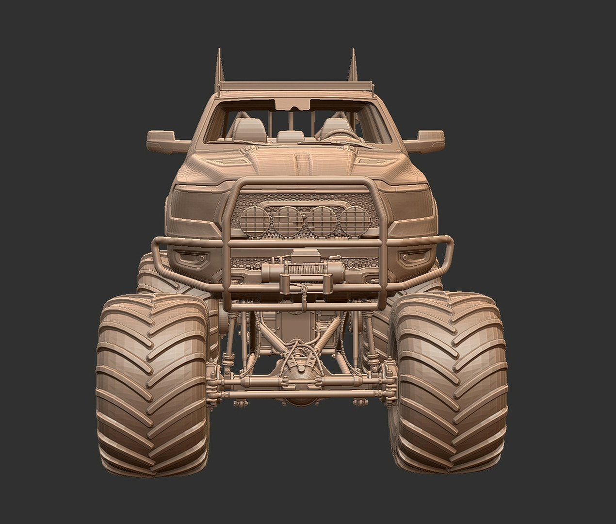 Dodge Ram 1500 Rebel Monster Truck STL 3D Print Model
