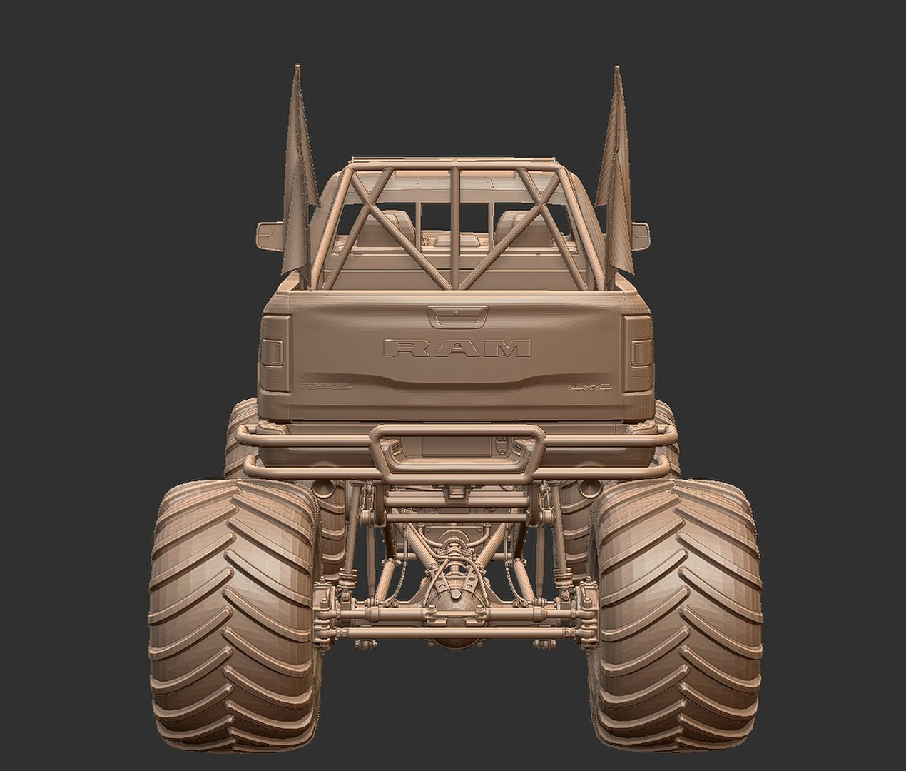 Dodge Ram 1500 Rebel Monster Truck STL 3D Print Model