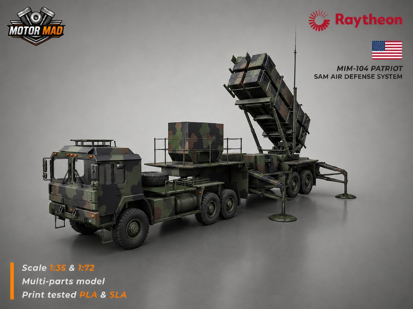 Raytheon MIM-104 Patriot SAM System STL 3D Print Model