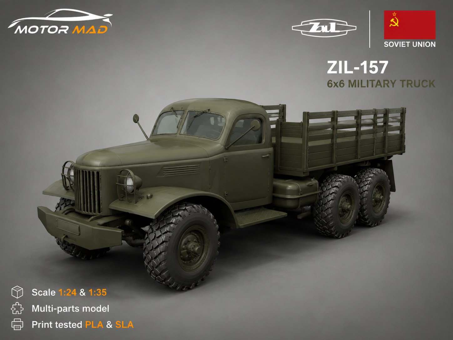 ZIL-157 Military Truck STL 3D Print Model