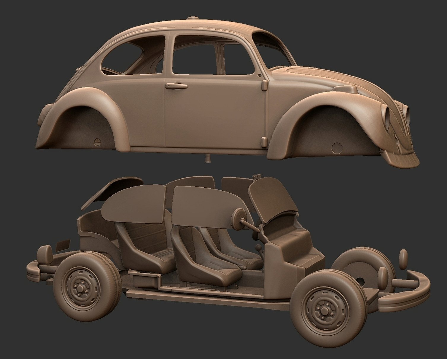 Volkswagen Beetle 1963 STL 3D Print Model