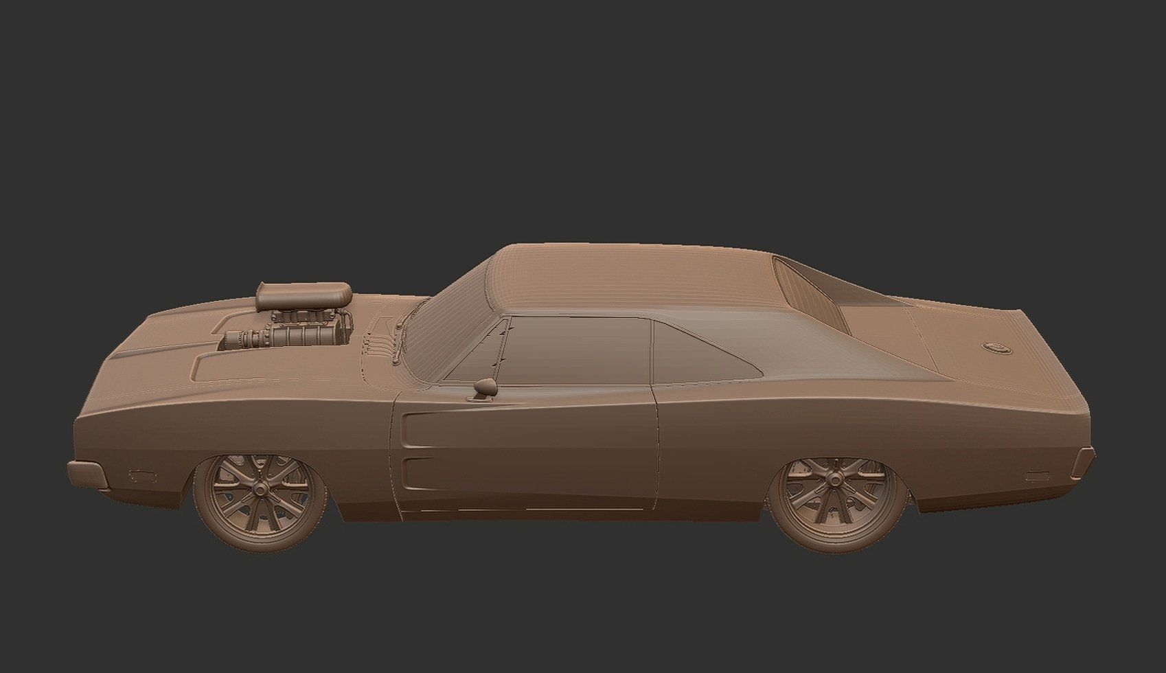 Dodge Charger 1969 Restomod with Blower STL 3D Print Model