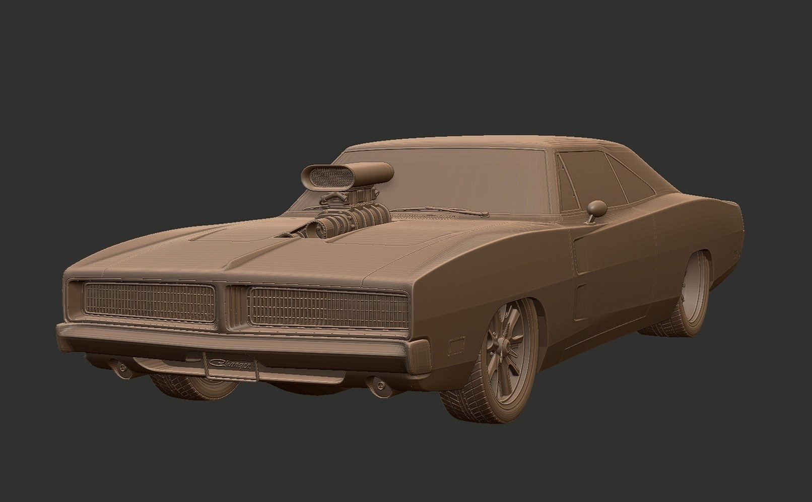 Dodge Charger 1969 Restomod with Blower STL 3D Print Model