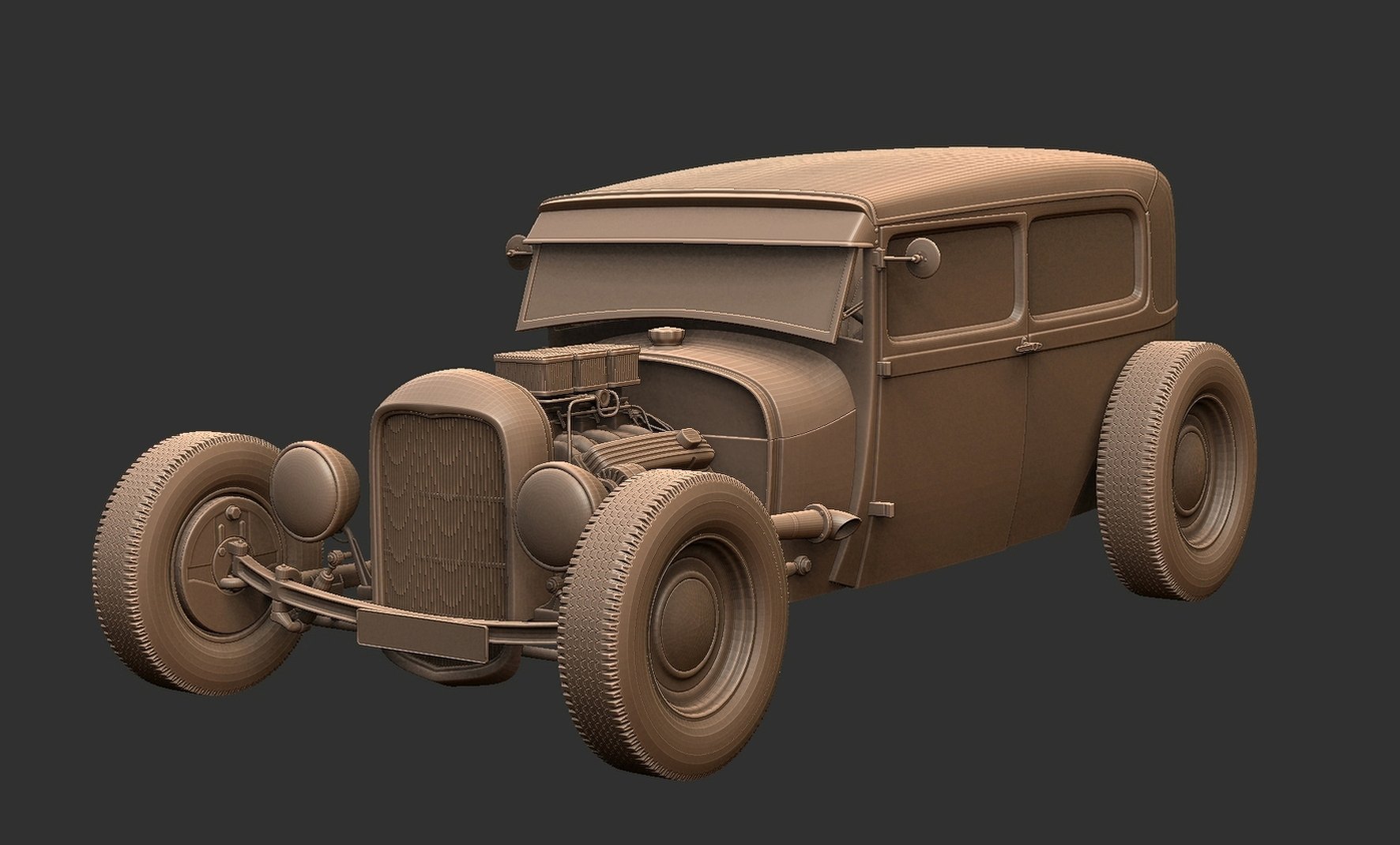 Ford Model A Hot Rod Tudor Sedan STL 3D Print Model