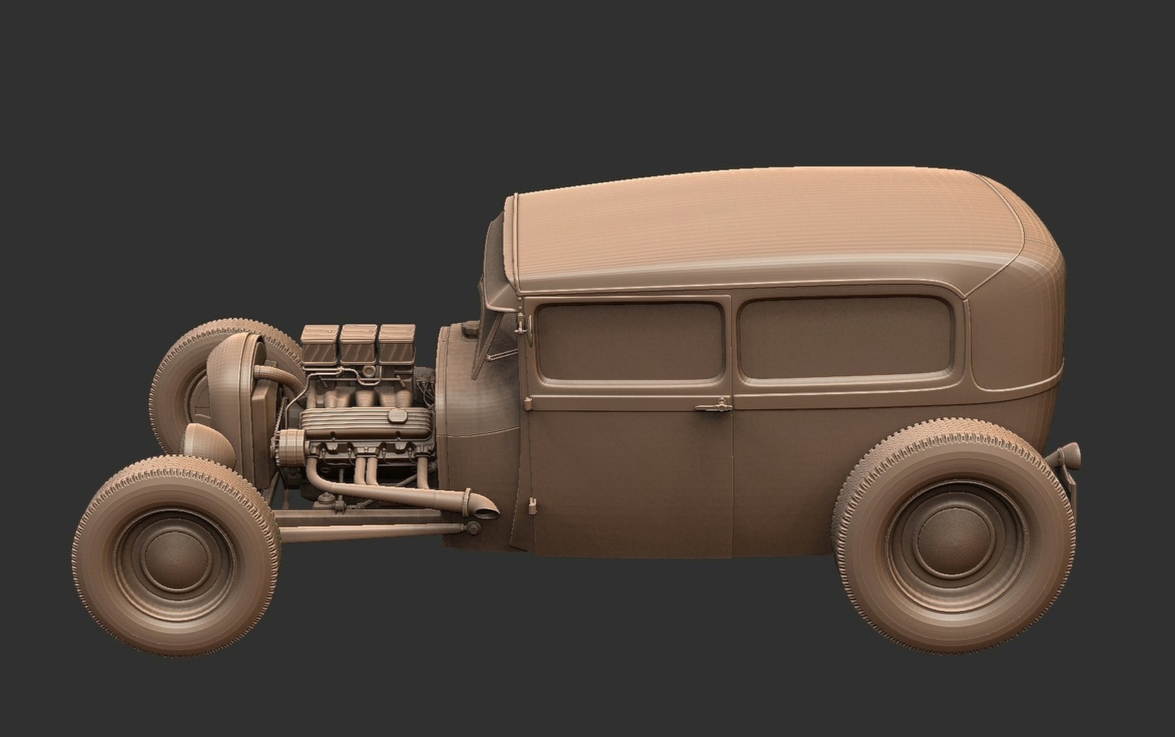Ford Model A Hot Rod Tudor Sedan STL 3D Print Model