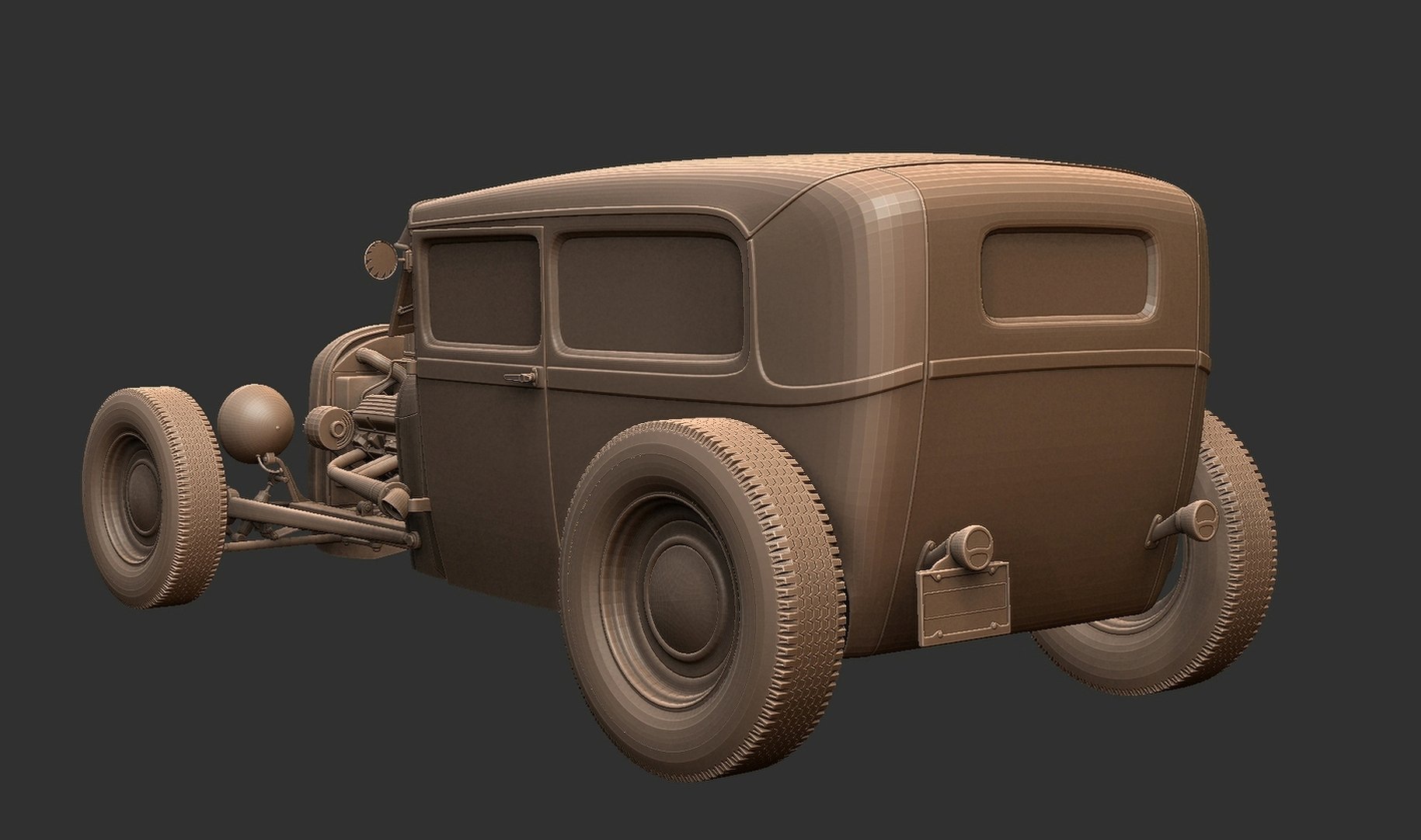 Ford Model A Hot Rod Tudor Sedan STL 3D Print Model
